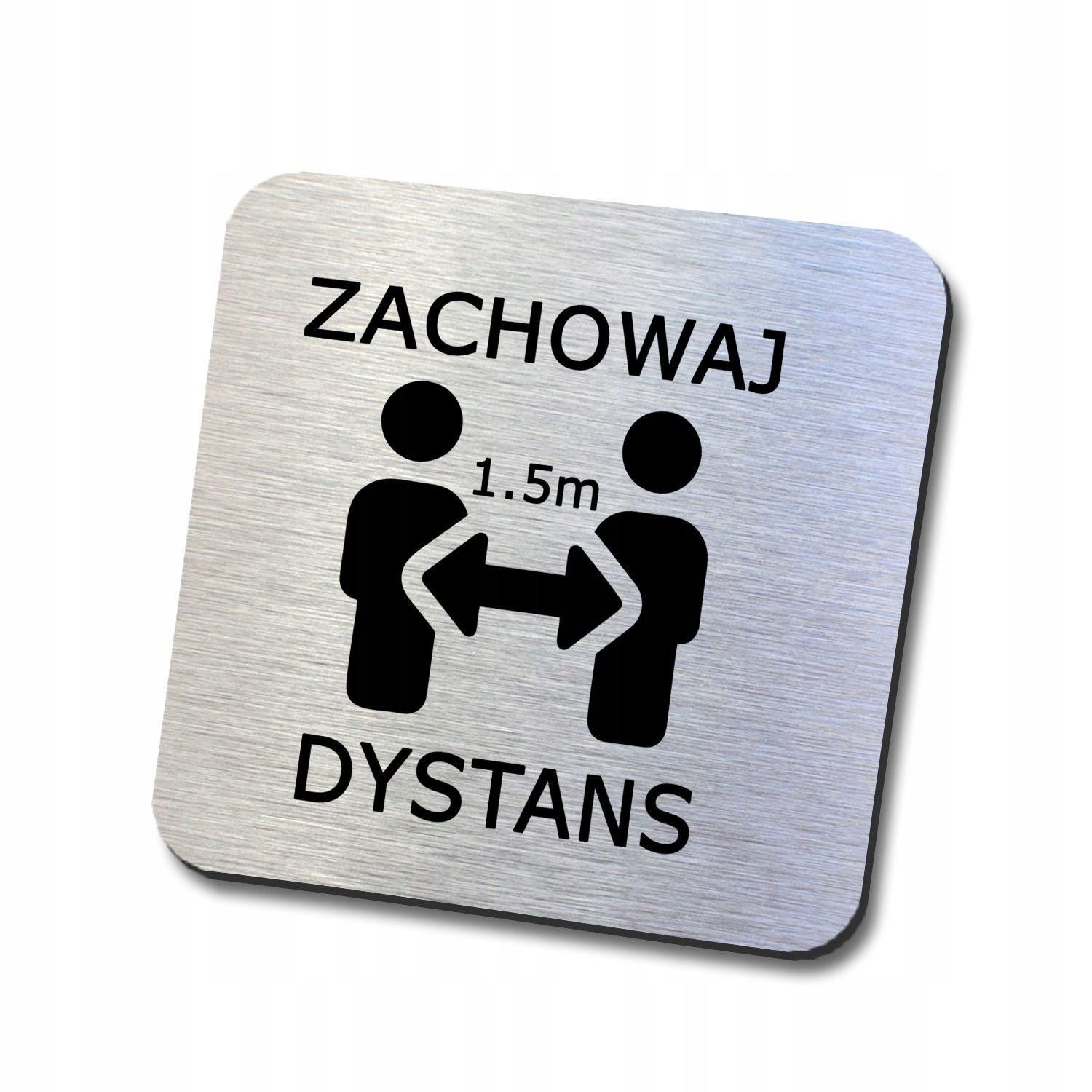 srebrna tabliczka informacyjna dystans 1.5m