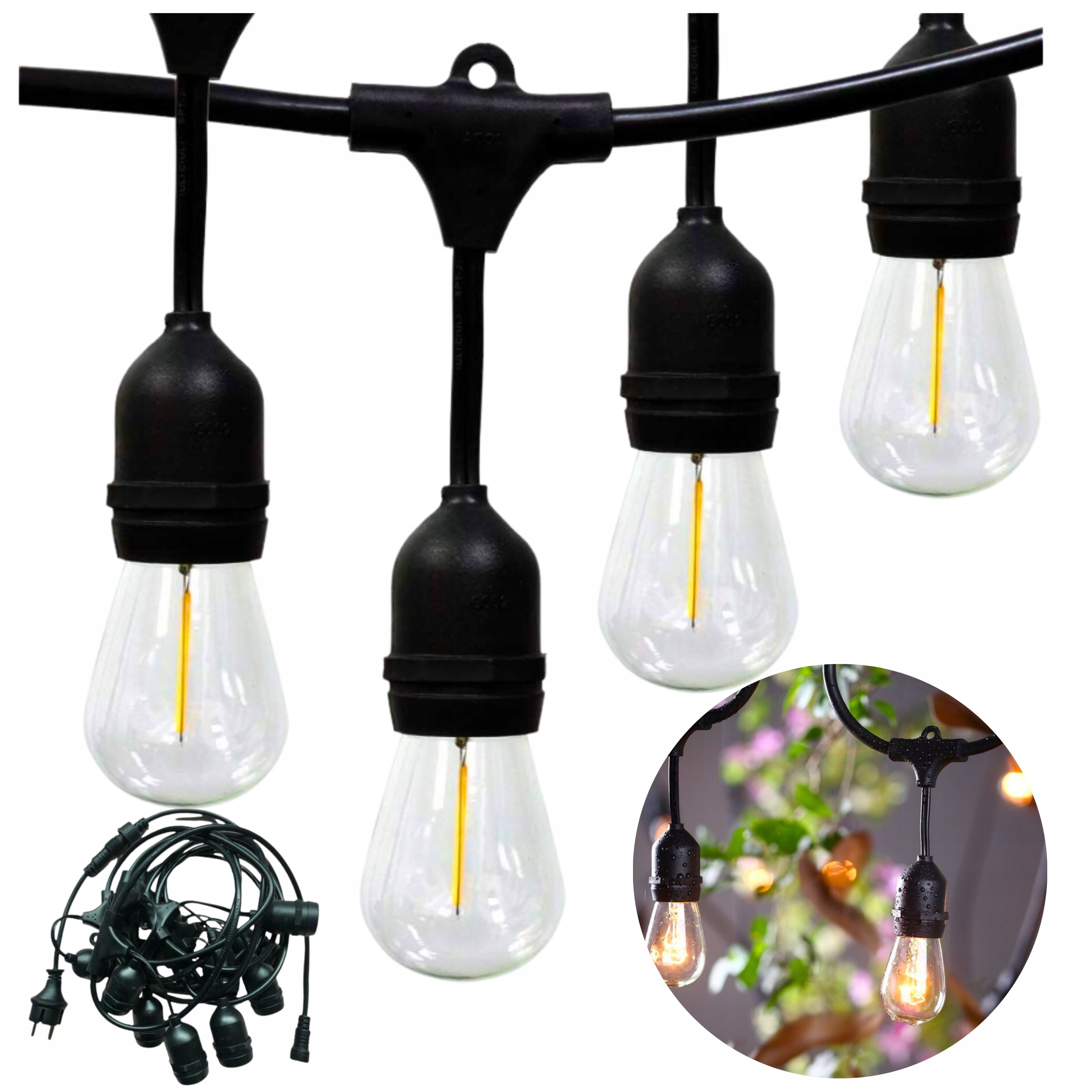 

Girlanda lampki ogrodowe 10m 20xE27sieciowe sznur