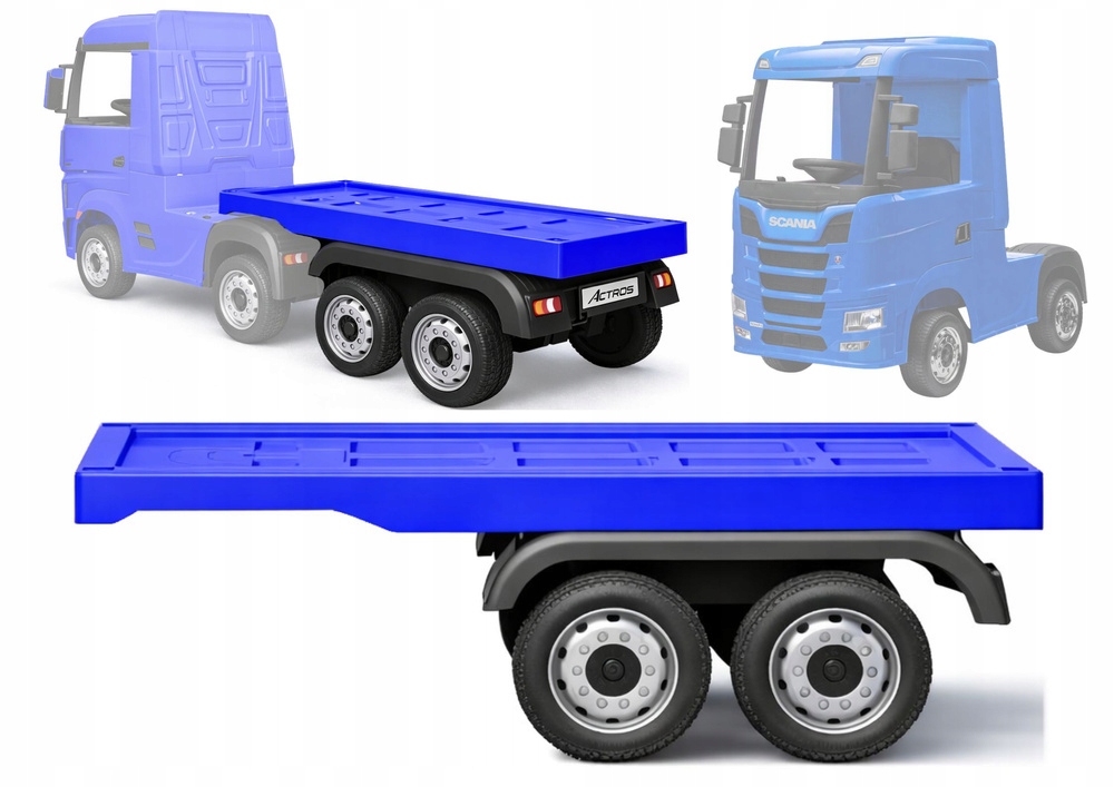Naczepa do pojazdu na akumulator HL358 Mercedes Scania Actros niebieska