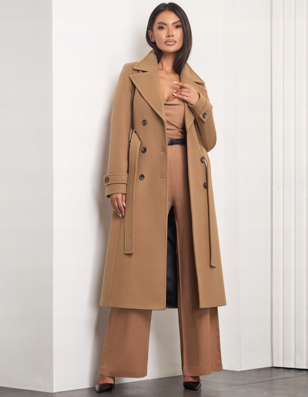 Zartex dámský kabát klasický dvouřadý London macchiato AW25 vel. 34