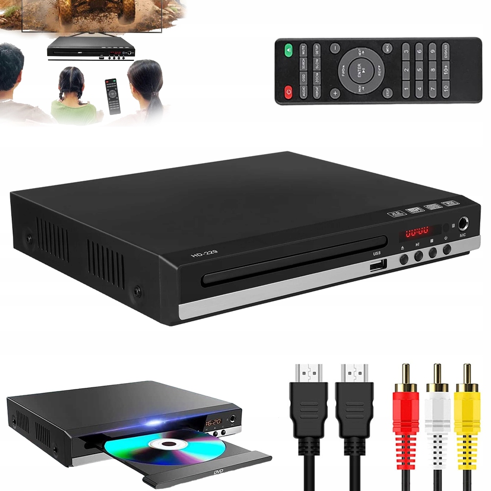 DVD Přehrávač 1080P, Mnoho Výstupních Portů, Tenký A Kompaktní