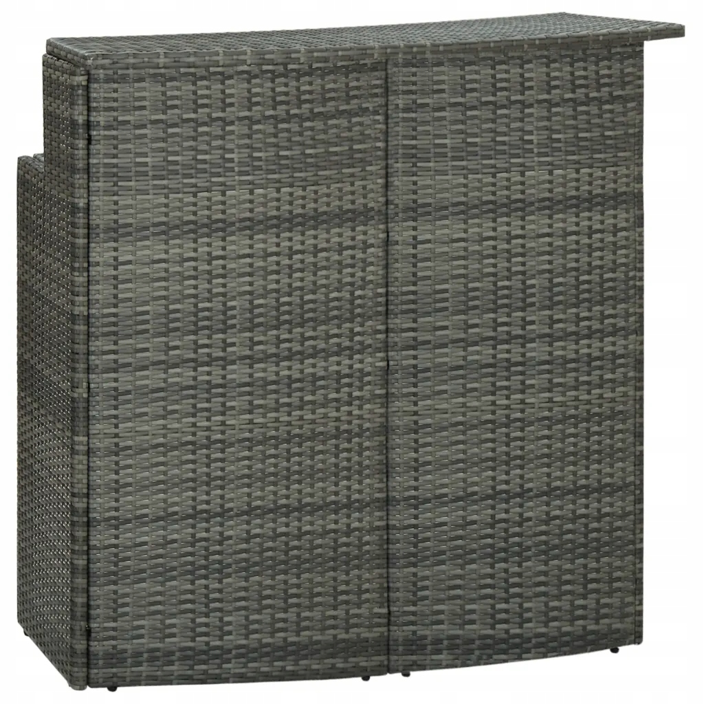 Barový stůl z Pe ratanu, dvouúrovňový, šedý, 120x55x110 cm