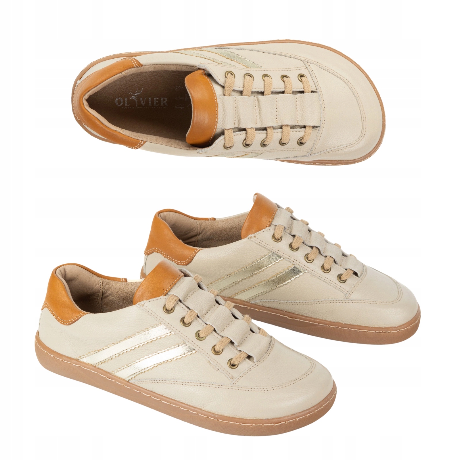 Dámské kožené barefootové boty Kaia Polské světle béžové 38