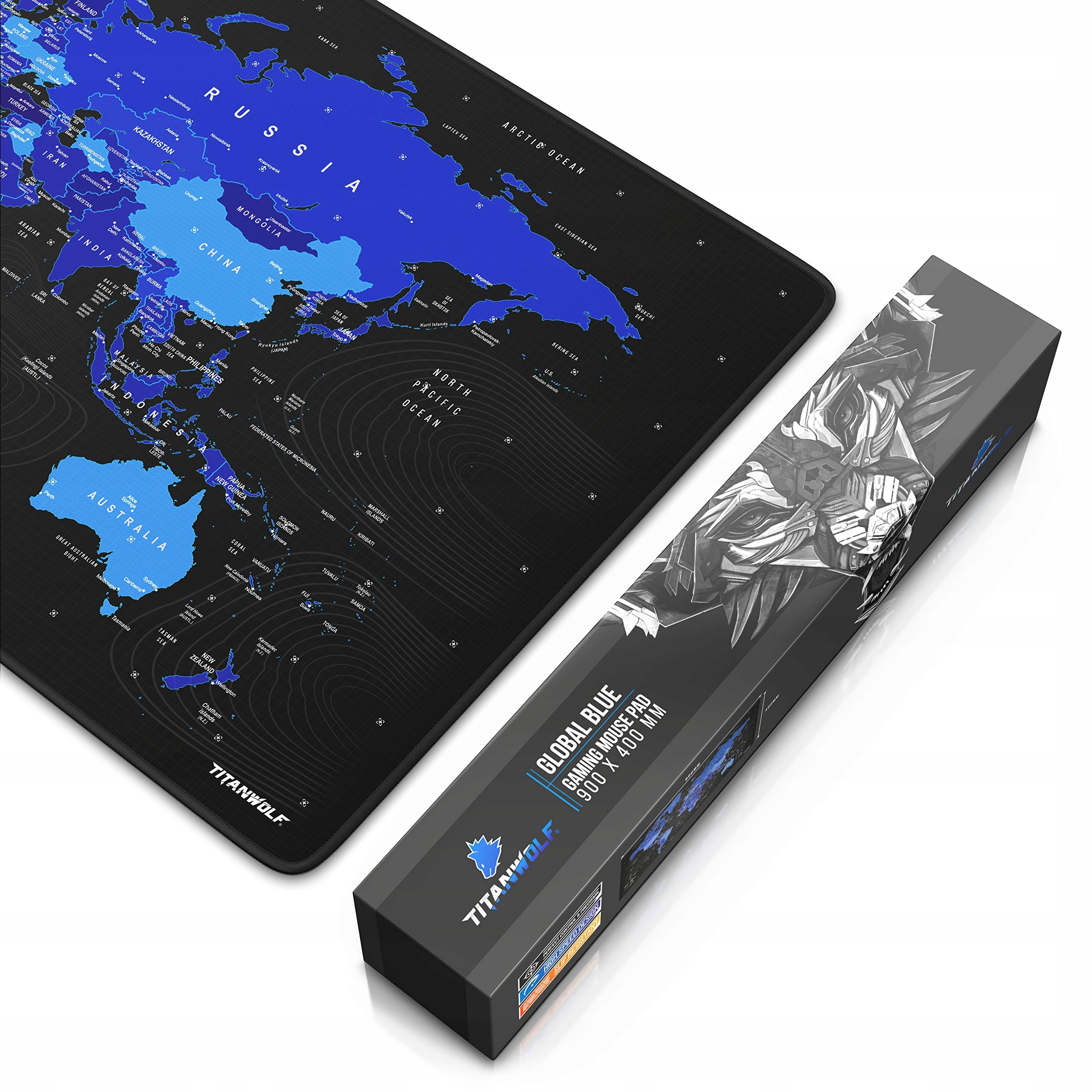 TITANWOLF XXL Podkładka Gamingowa 900x400 mm Antypoślizgowa Mapa Świata — miniatura 6