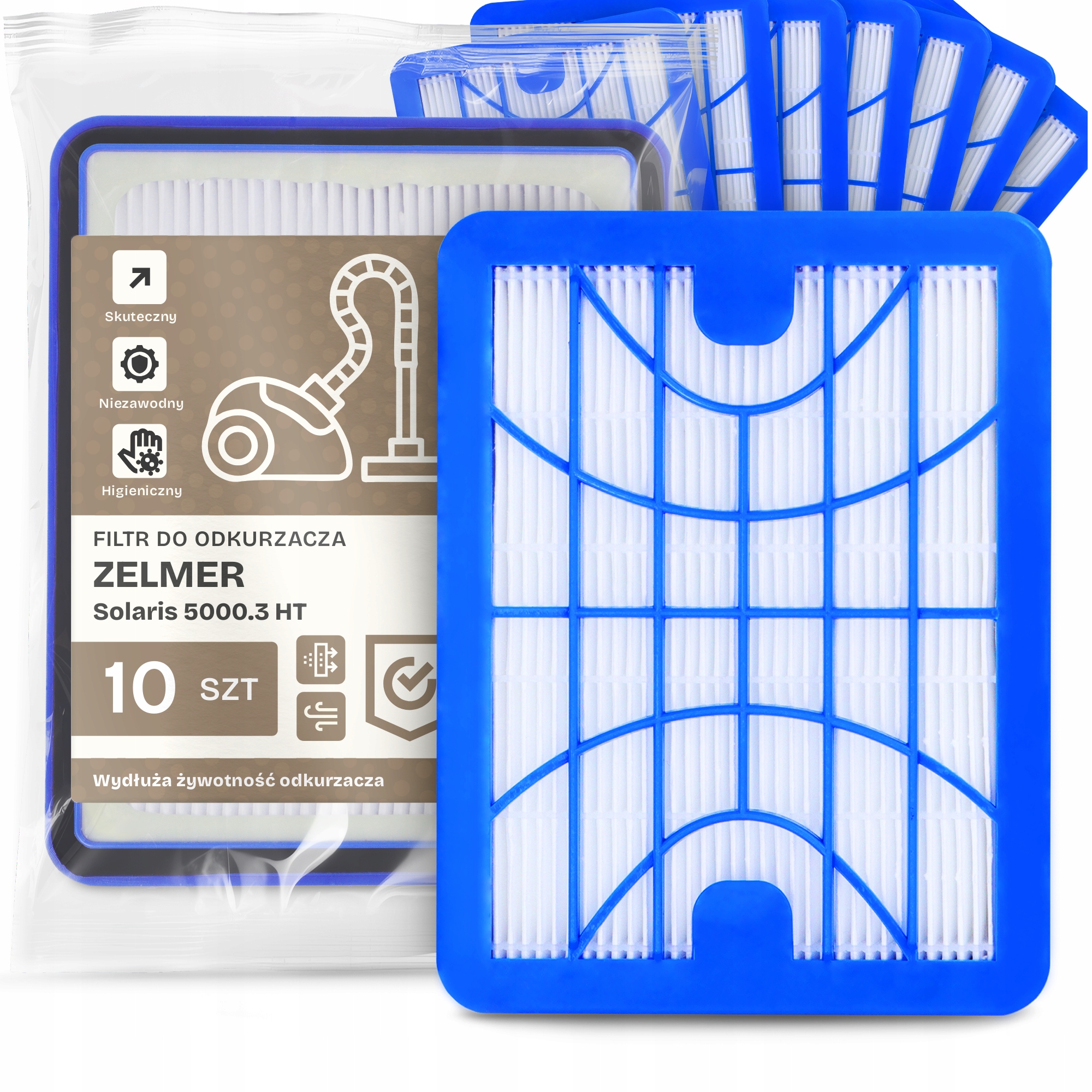 10 x Vzduchový Filtr Pro Vysavač Zelmer Solaris 5000.3 Ht Hepa H13 Em-w