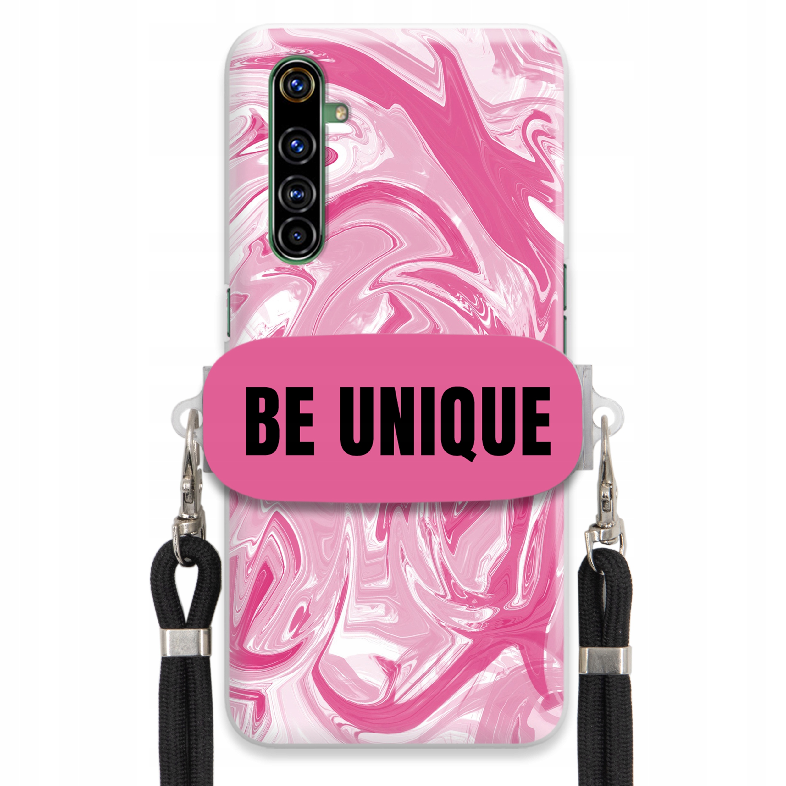 Puzdro pre Realme X50 Pro Case držiak na šnúrku Čierna Ružová Mramor Be Unique