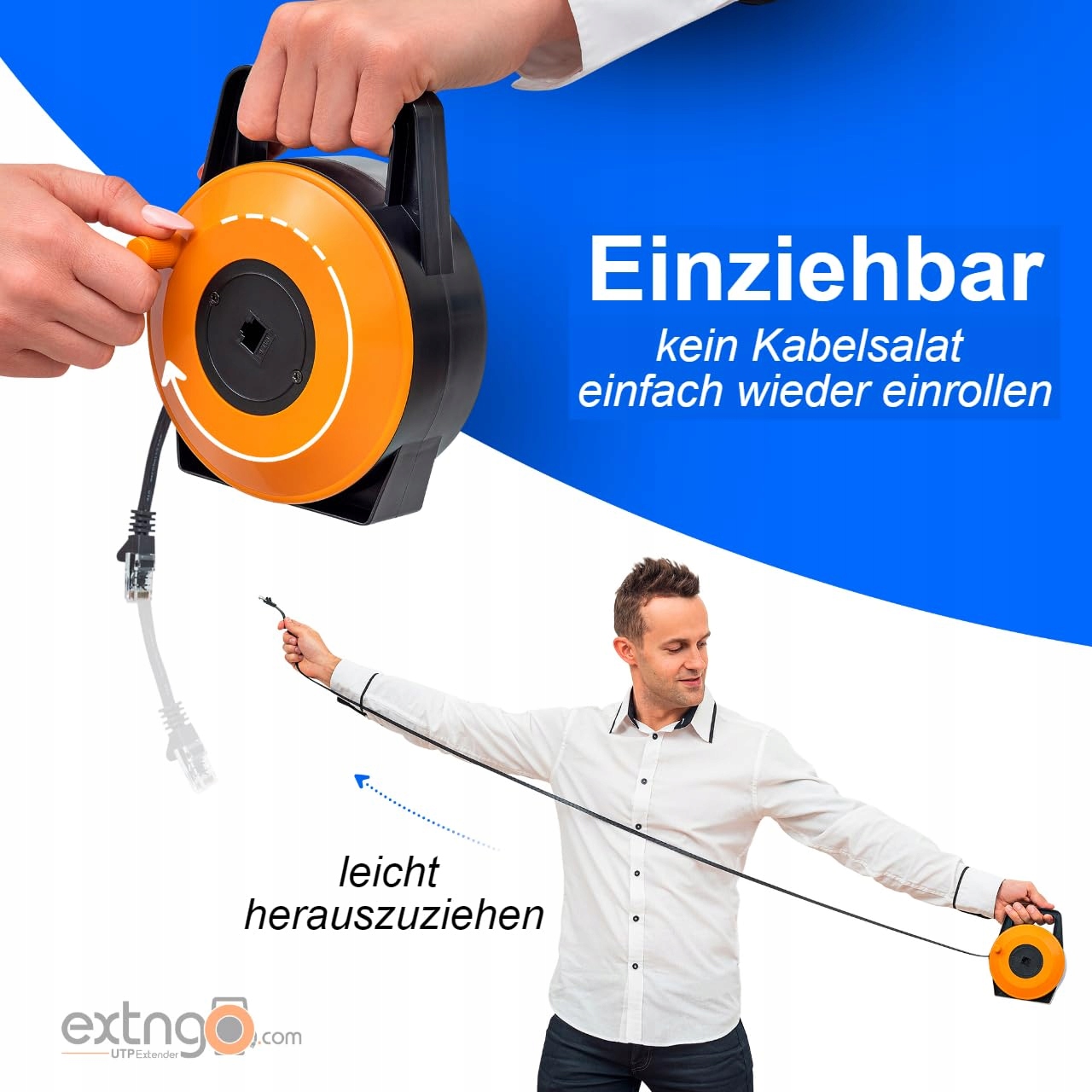 EXTNGO Kabel Ethernet 15m CAT6 Płaski Internet 1 Gbit/s RJ45 UTP — miniatura 2