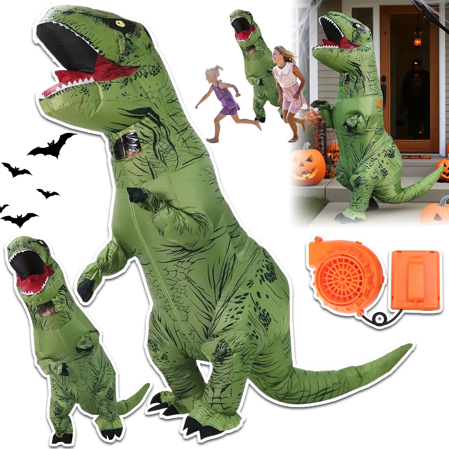 Kostým Nafukovací Kostým Dinosaurus T-rex Gigant Obrovský XL Pro 155CM-190CM