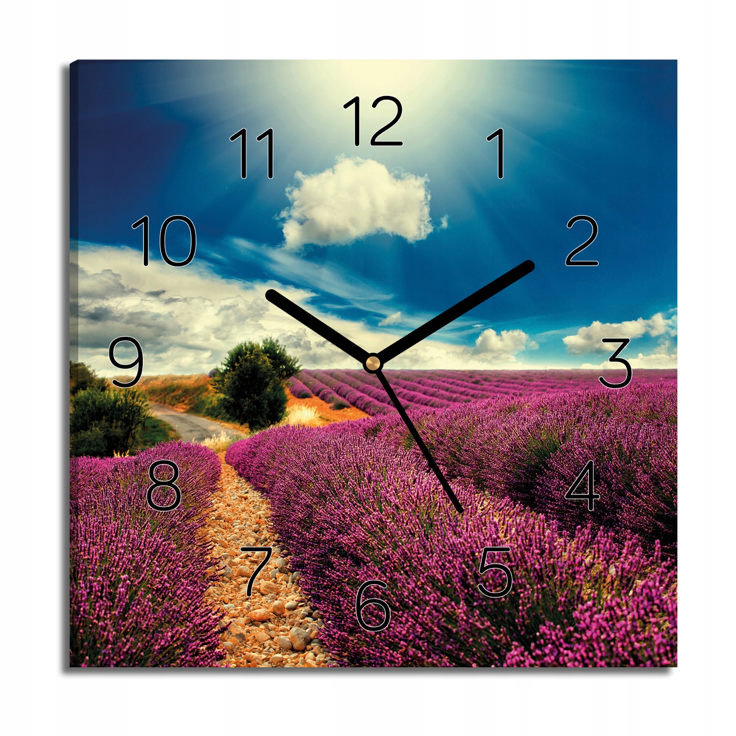 

zegar canvas Pole lawenda słońce nowoczesny 30x30