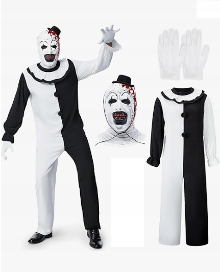 Kostým Klaun Vrah Horor MIM Vrah Halloween Velikost XL