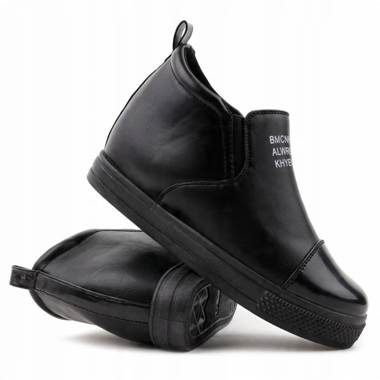 

Czarne Botki Sneakersy Buty Damskie Ukryty Koturny