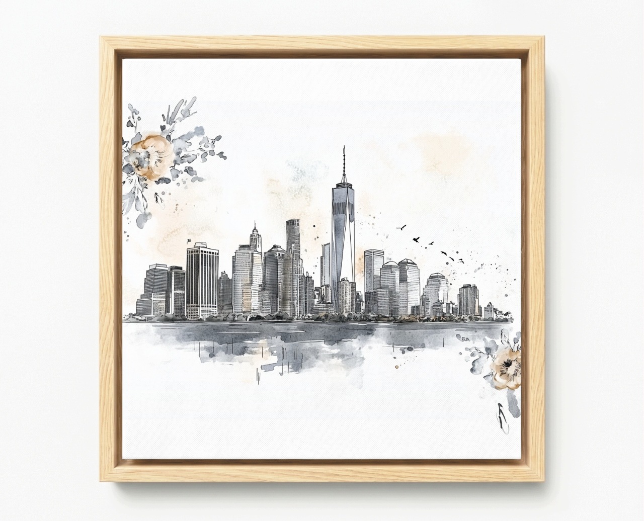 Obraz Rama American Box Město Panorama New York Manhattan Skica 60x60