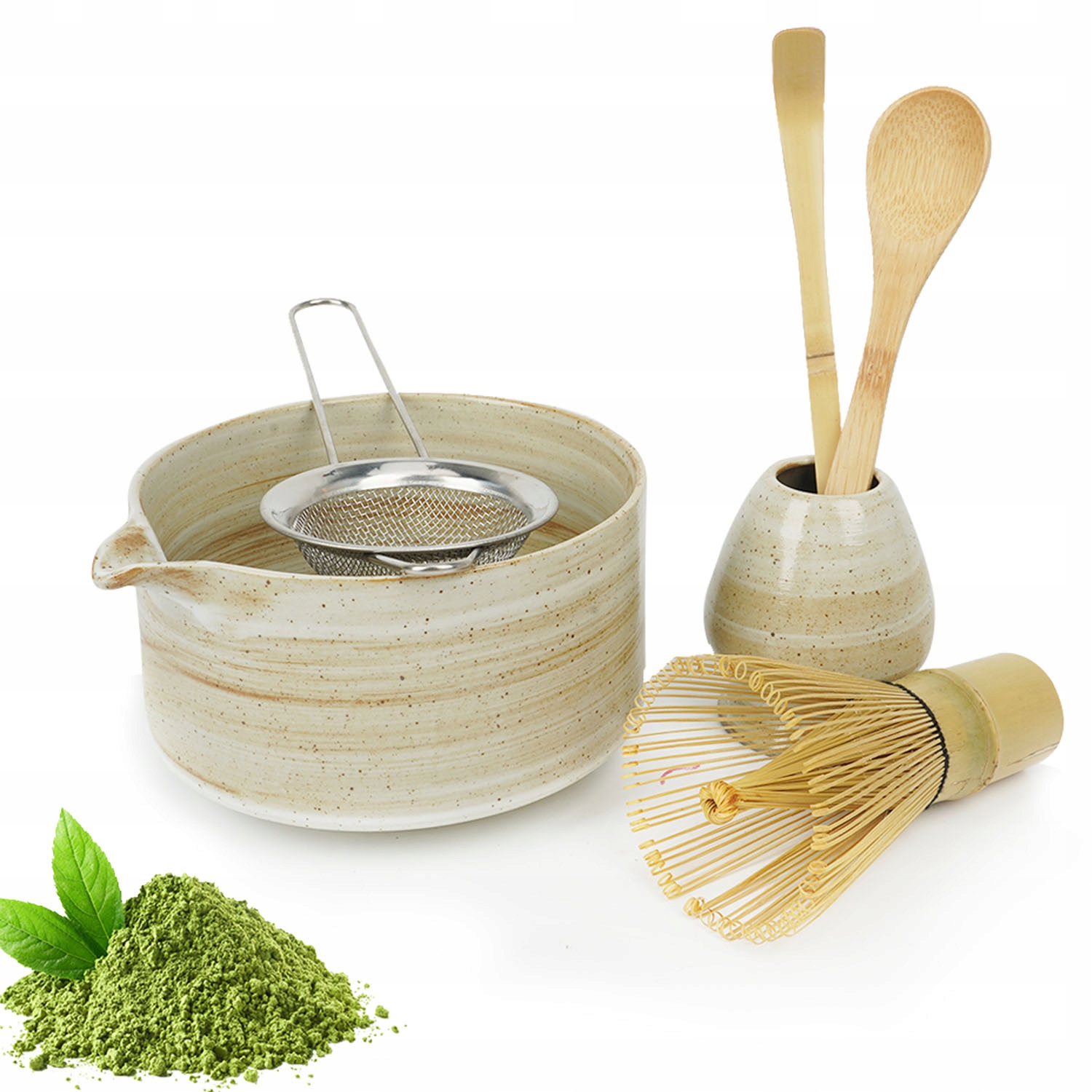 Levně Ceremoniální sada na přípravu čaje Matcha 6El Šálek Metlička Lžičky