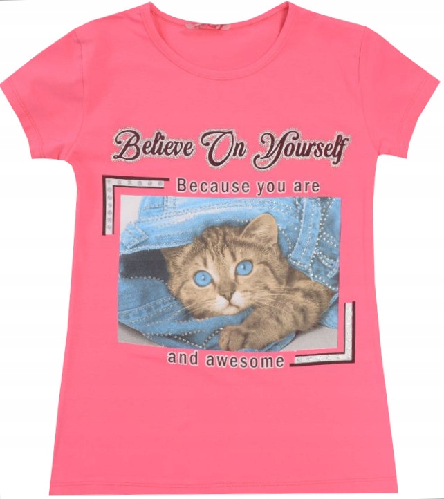 

Bluzka T-shirt Bawełna Kotek Brokat 140 H300G