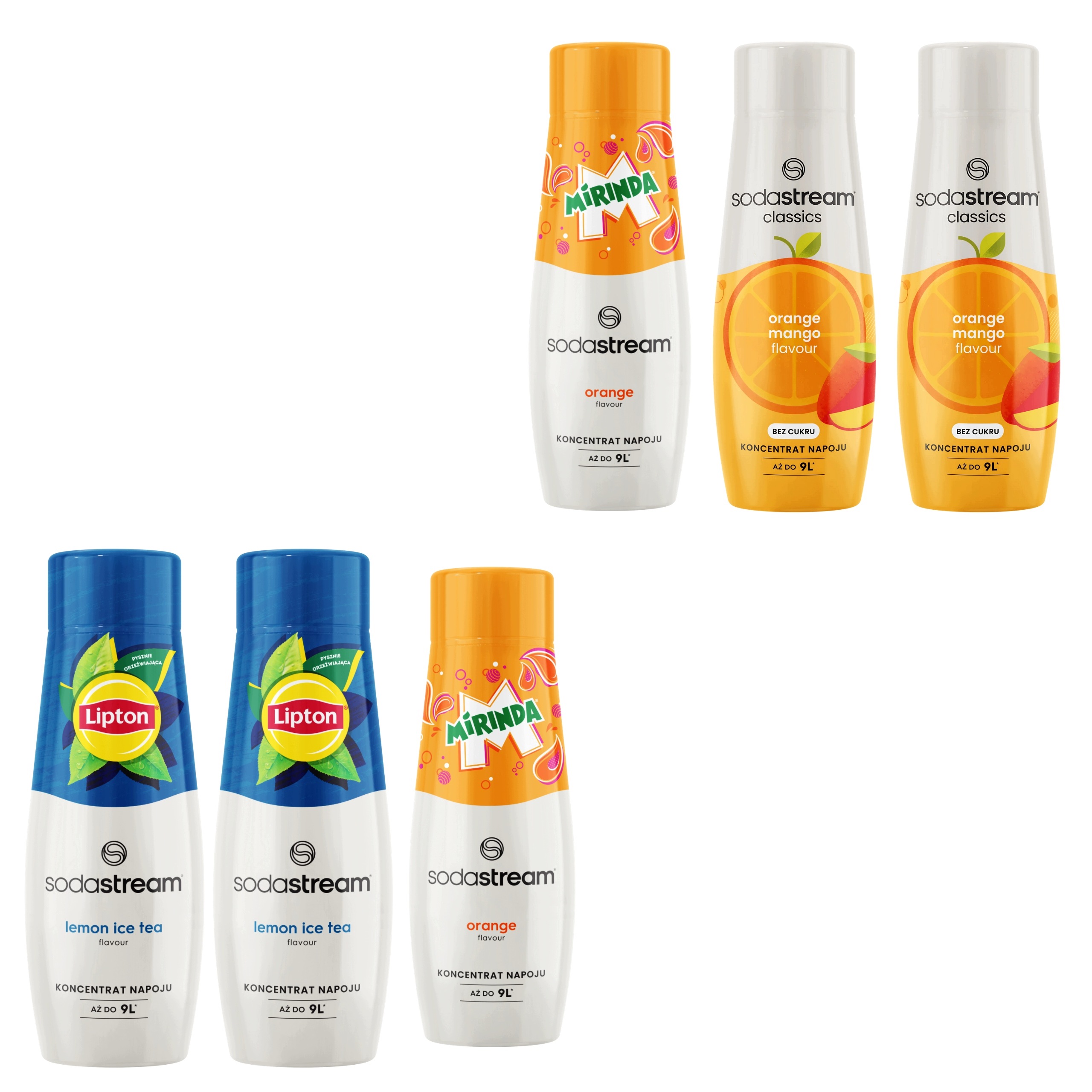 Sirupy SodaStream 2x Lipton Lemon Ice Tea 2x Mirinda 2x Orange Mango