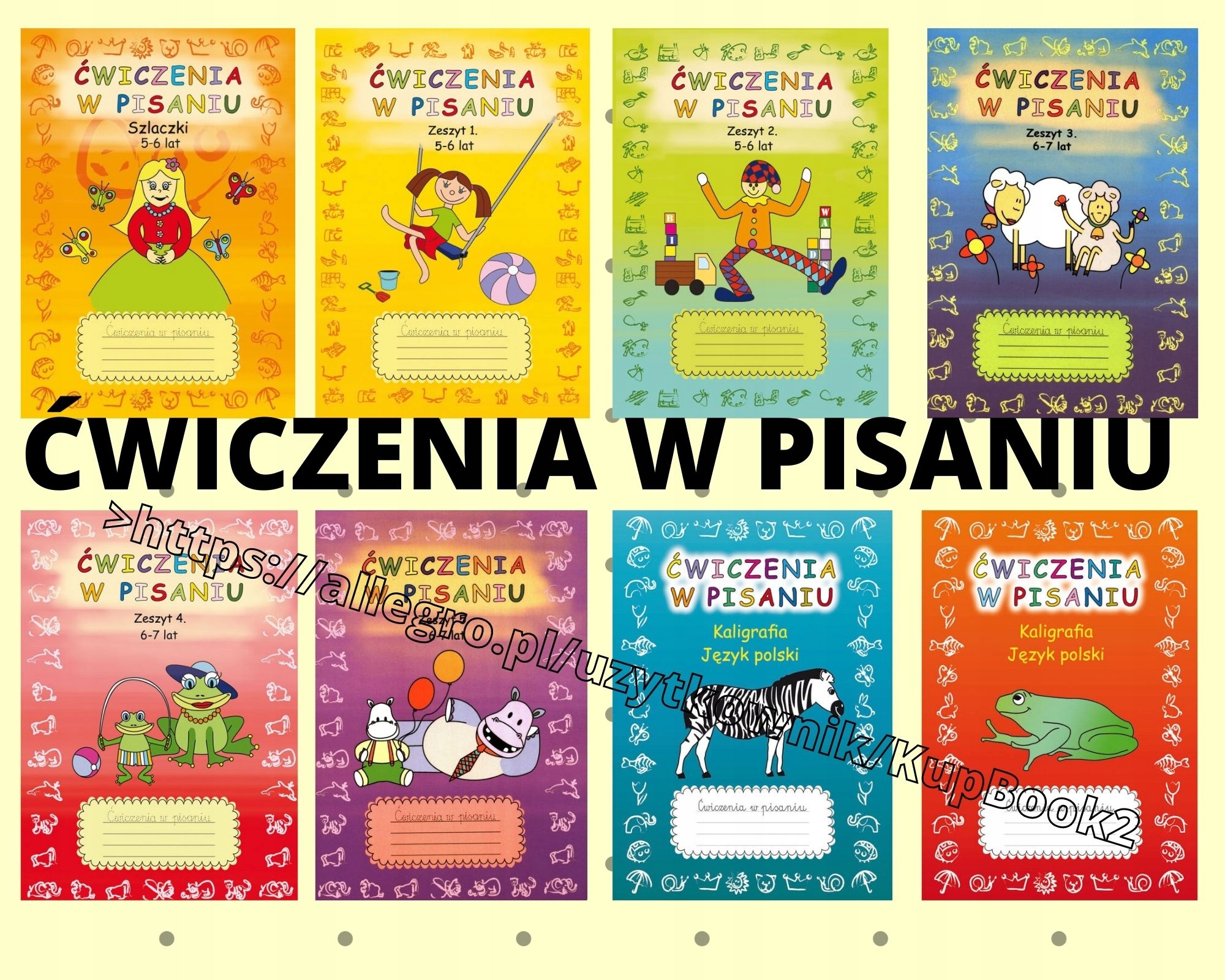 Ćwiczenia w pisaniu zestaw 8 zeszytów 5-7 lat