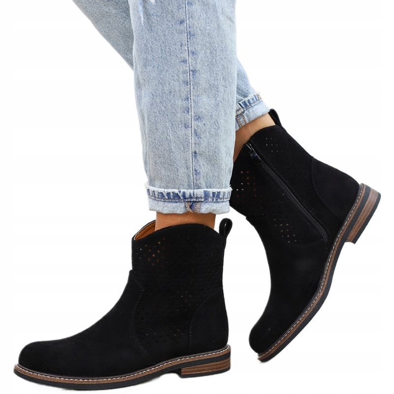 Kotníkové Boty s jarní koženou vložkou na zip A2906, vel.