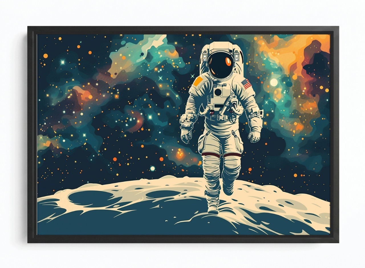 Obraz Rám Americký Box Pop Art Kosmos Astronauta Planeta Hvězdy 60x40