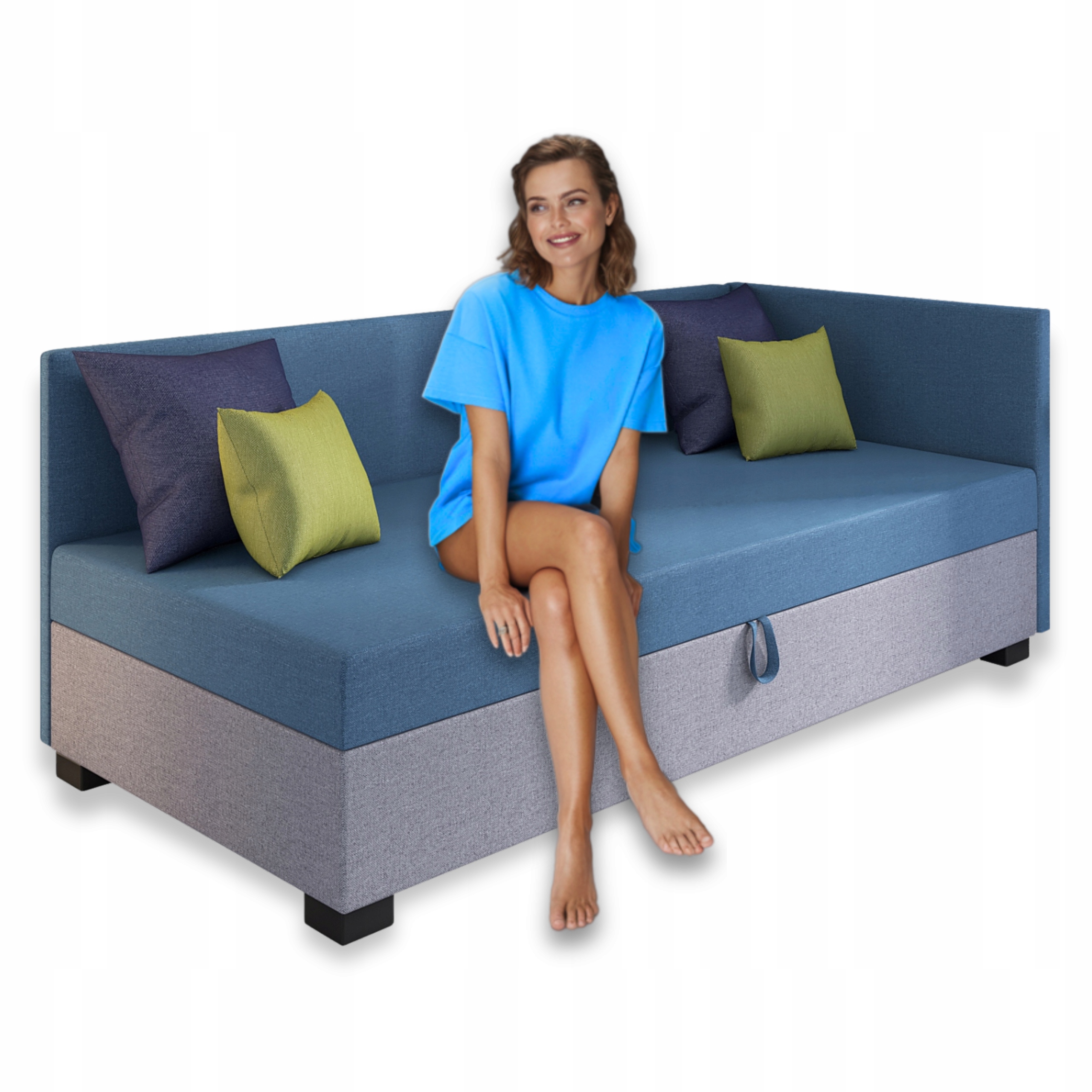 Postel Pro Mláděž Jednolůžkové 110 x 195 cm Pohovka s otevíracím úložným prostorem