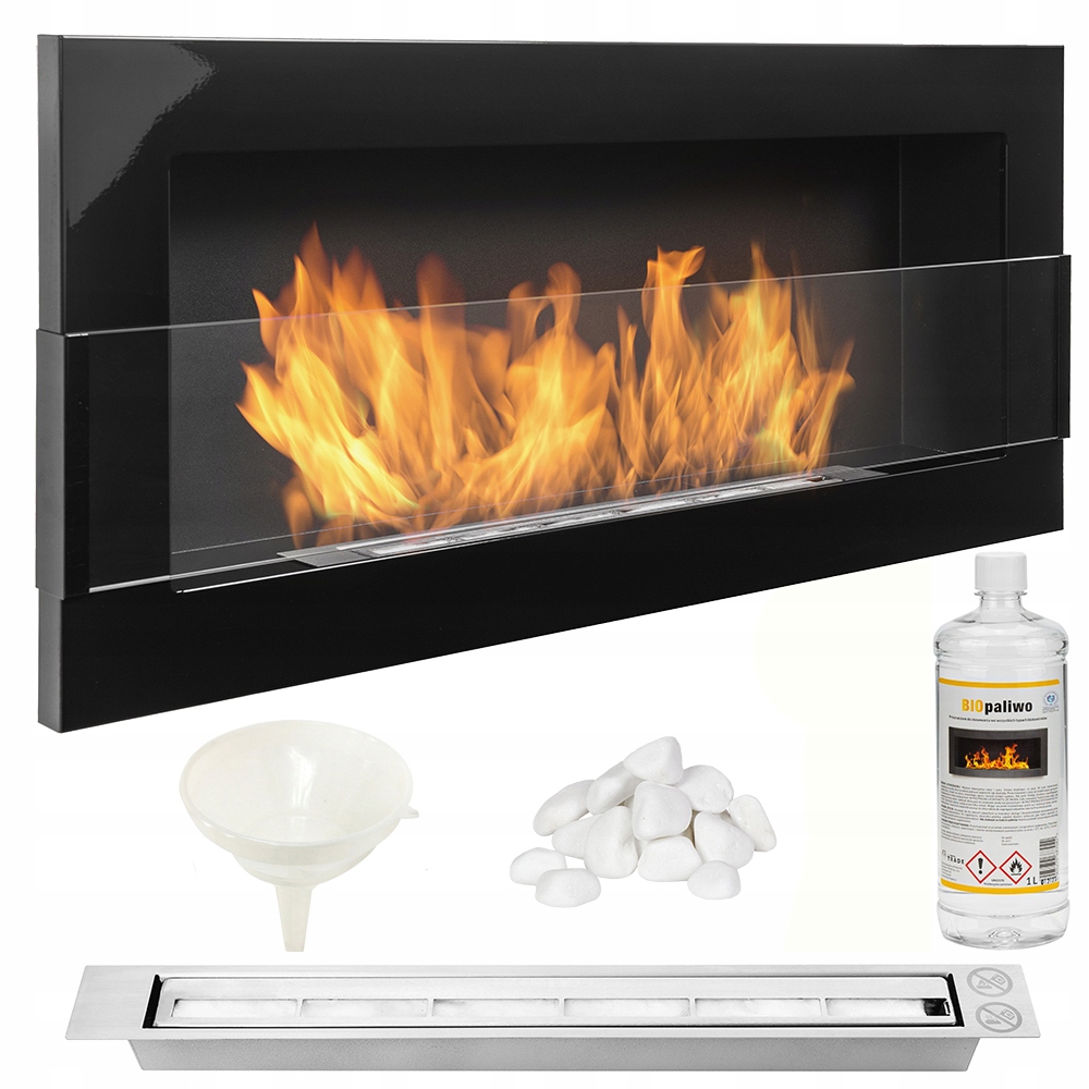 Biokrb 90 cm černý lesk s nástěnným závěsným sklem