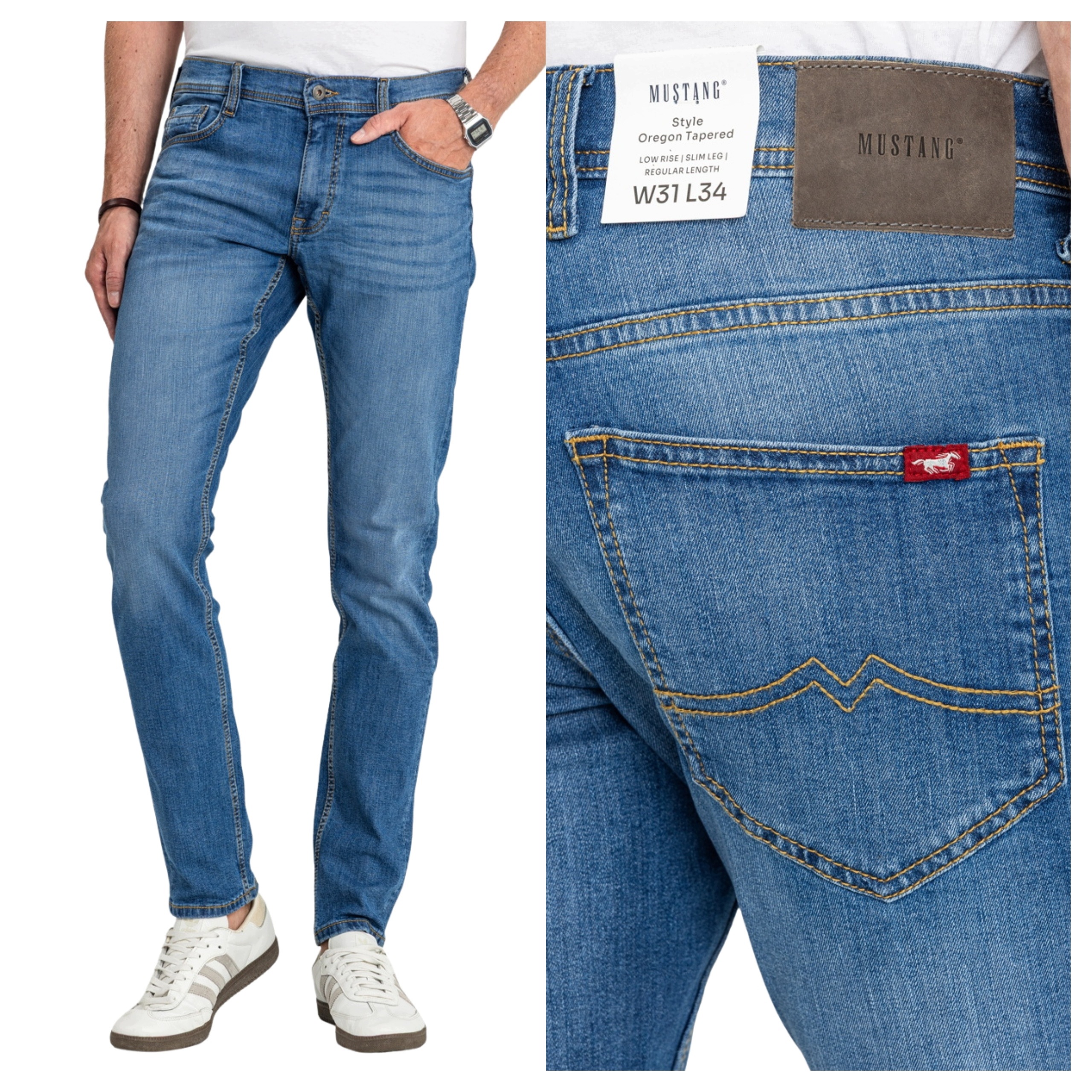 Pánské kalhoty Mustang Oregon Tapered Jeans Modré bavlněné W35 L30