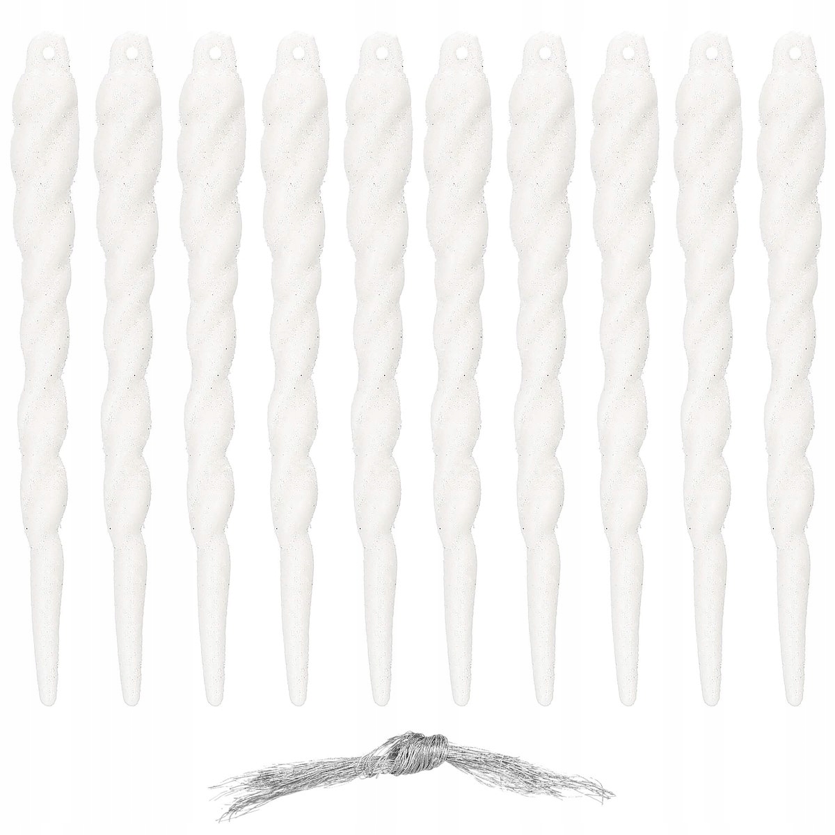 

Sople Zawieszki Choinkowe Brokatowe Białe 12CM x10