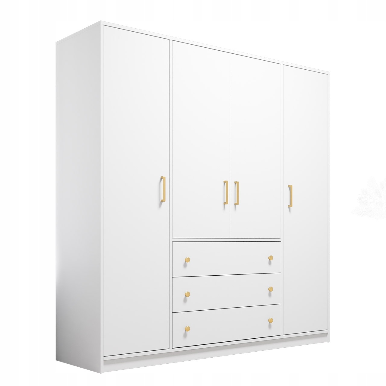 Szafa otwierana 196cm RETRO BIAŁA + ZŁOTE UCHWYTY/ DODATKI