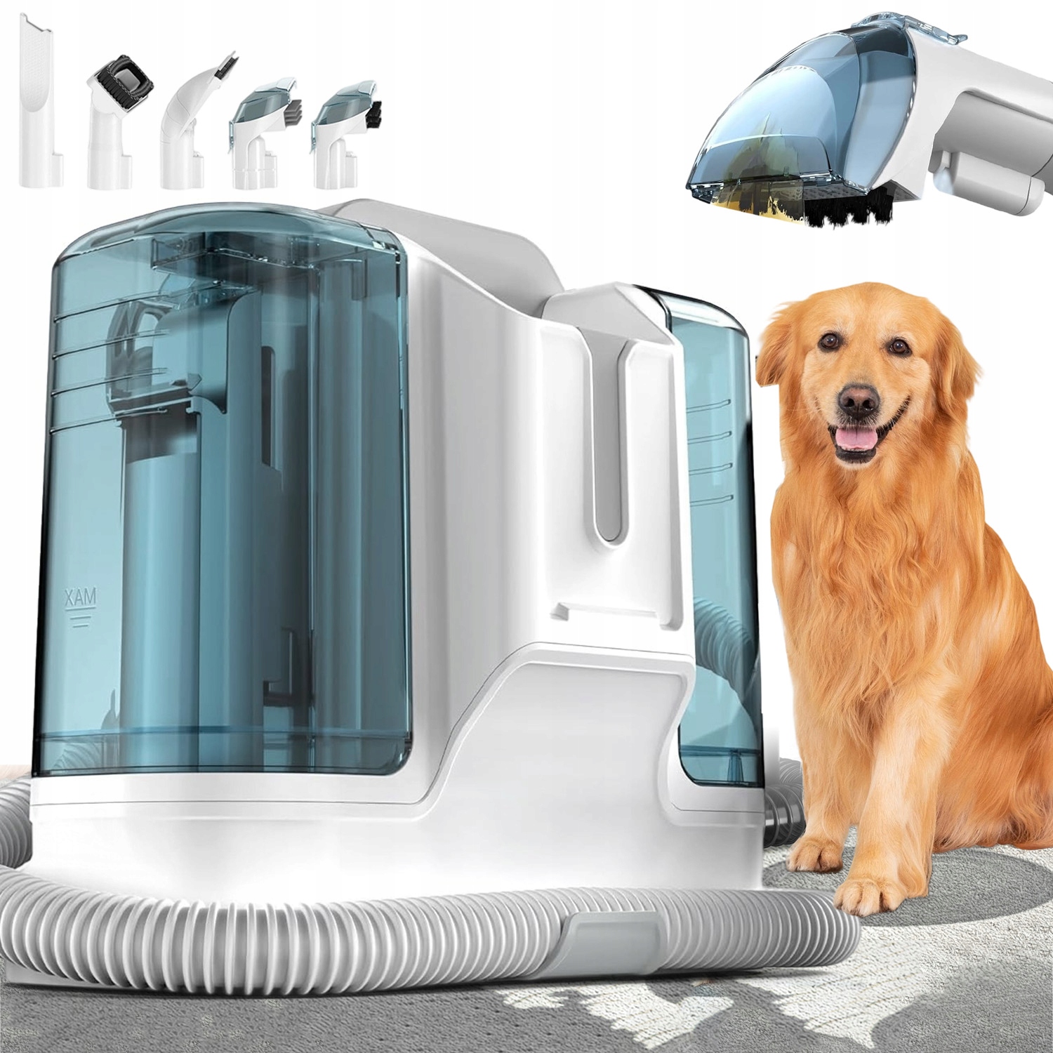 Vysavač na mokré i suché čalounění 450 W 11 Kpa se 6 tryskami