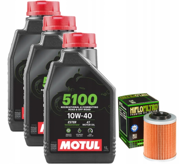 Olej Motul 5100 10W40 3x1L filtr HF152 sada čtyřkolek Atv Cf Moto 400 500 800