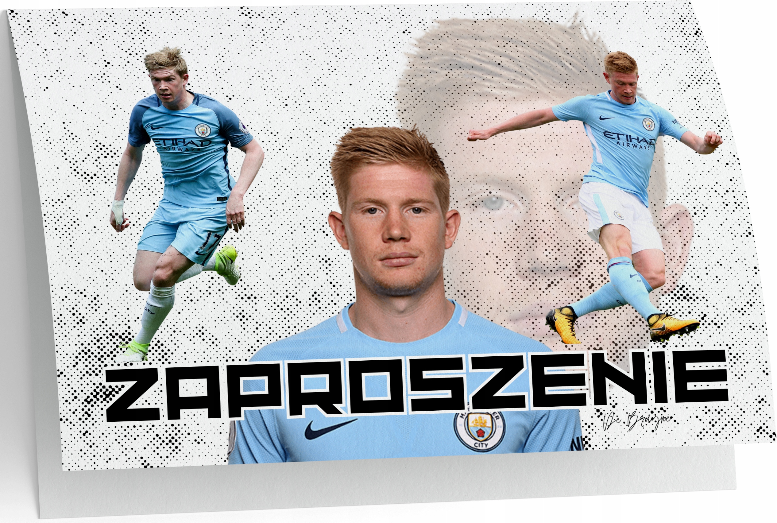 ZAPROSZENIE BRUYNE CITY PIŁKARZE ZAPROSZANIA URODZINOWE 20x15 cm