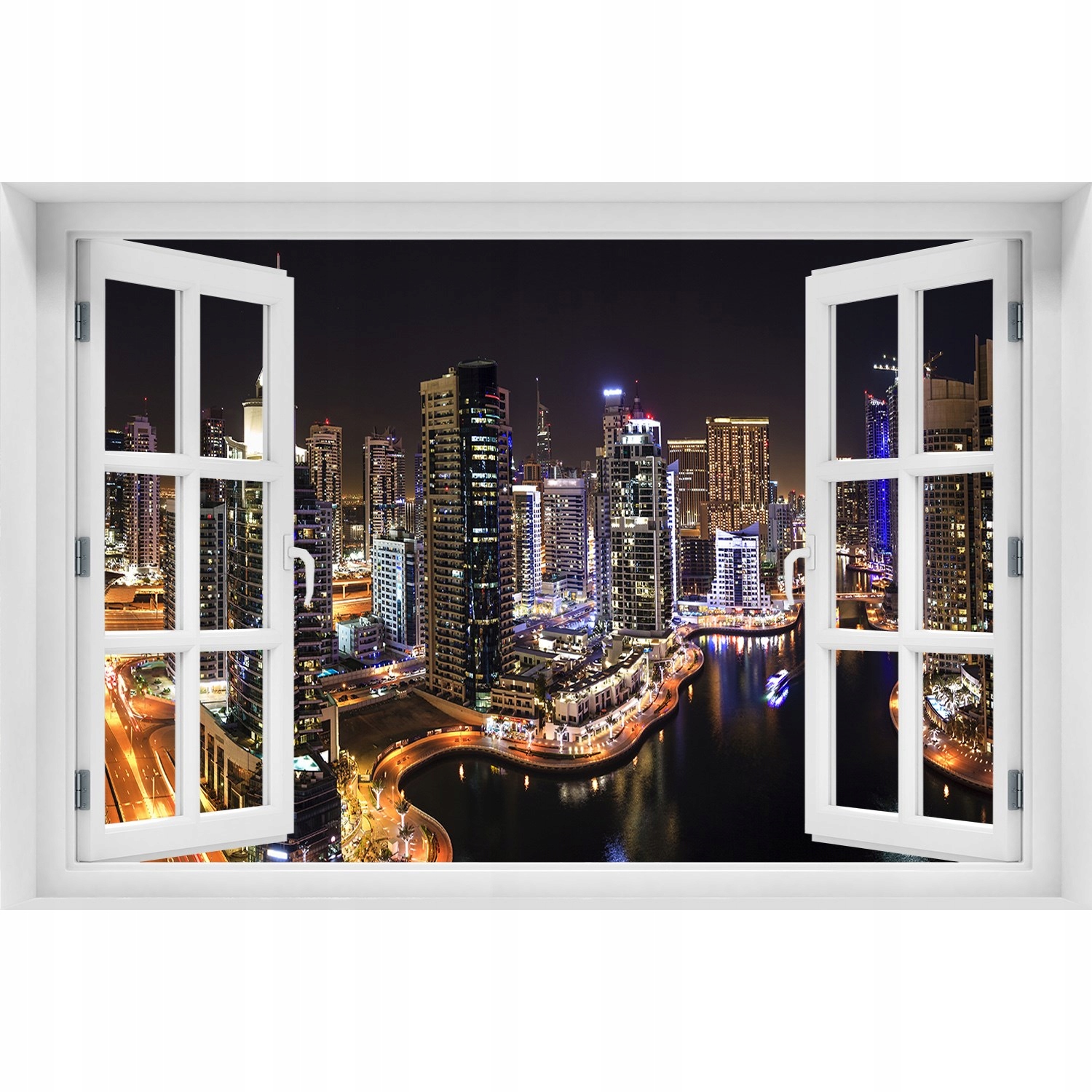 

Fotoobraz Naklejka 3D Okno Marina w Dubaju 90x60