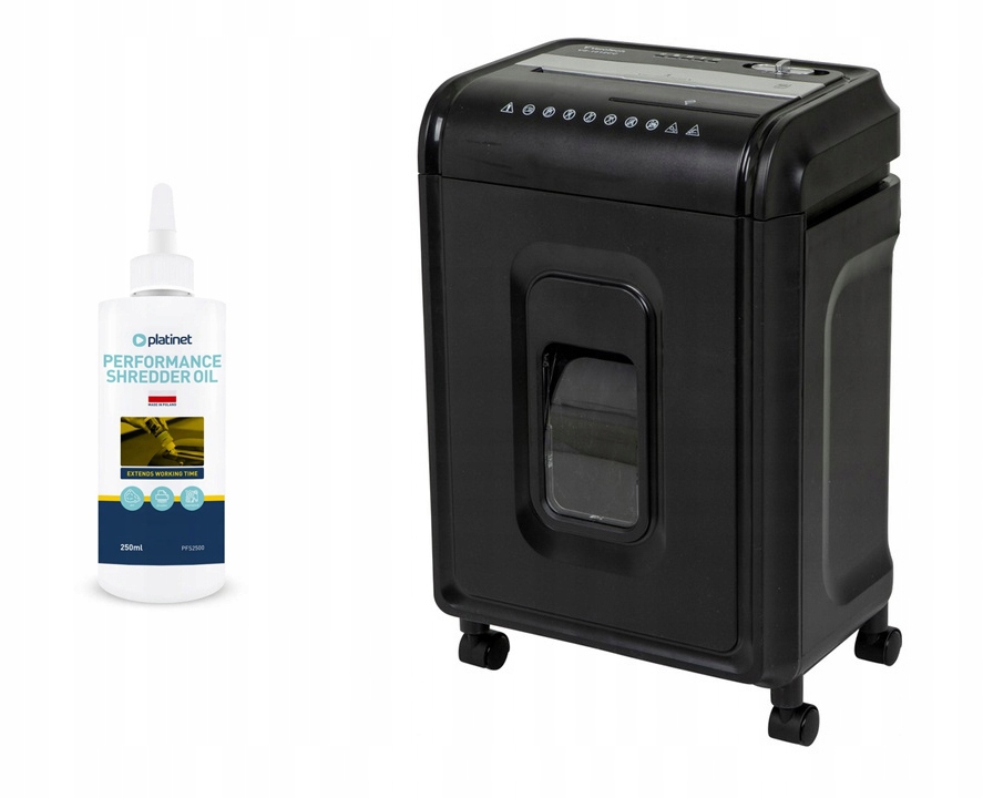 Cicha, mocna niszczarka zgodna z RODO, ścinki 5x28mm Duży Kosz 18L CD/Karty