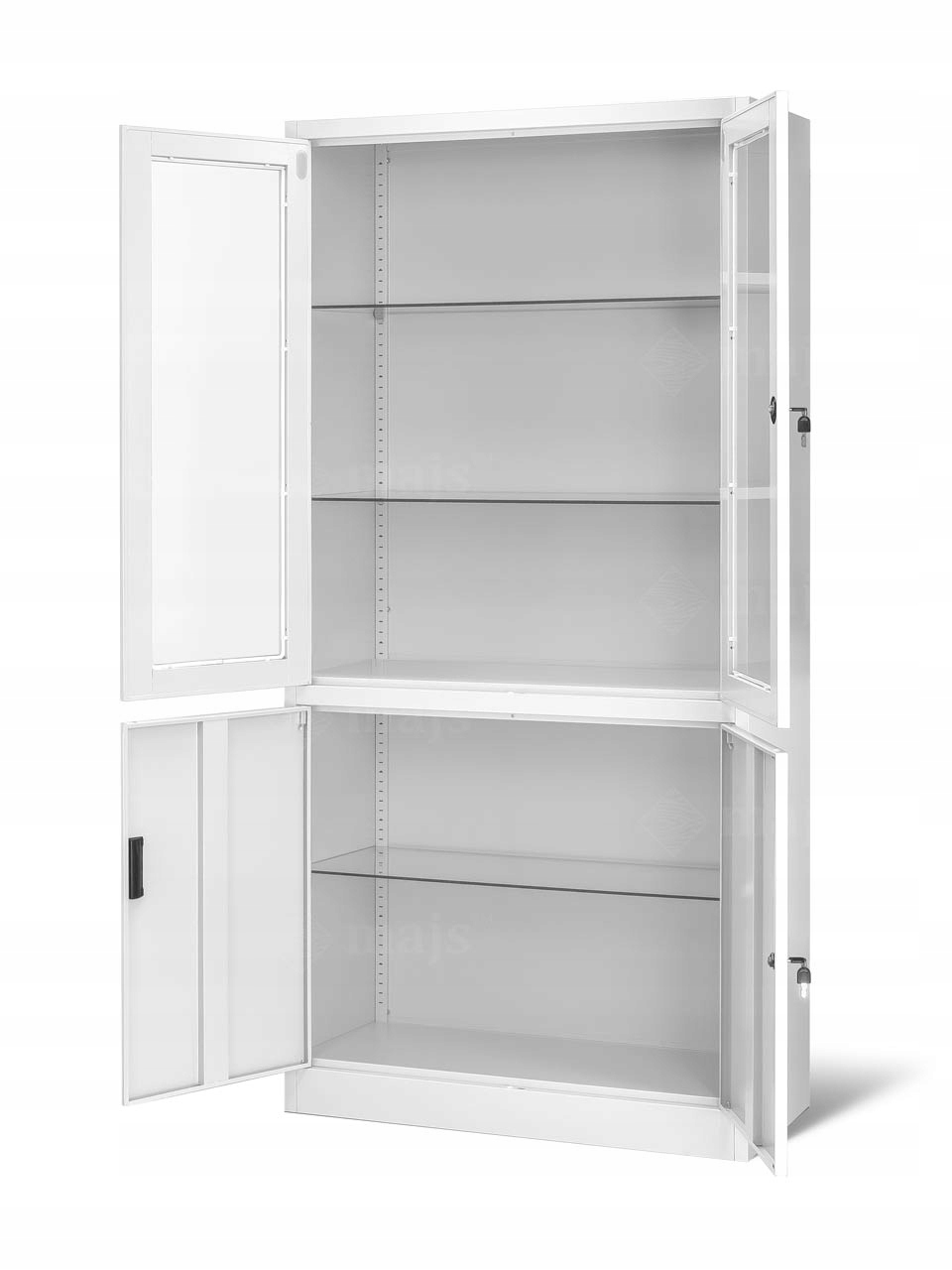 SZAFA METALOWA LEKARSKA PRZESZKLONA PÓŁKI FV Marka Majs