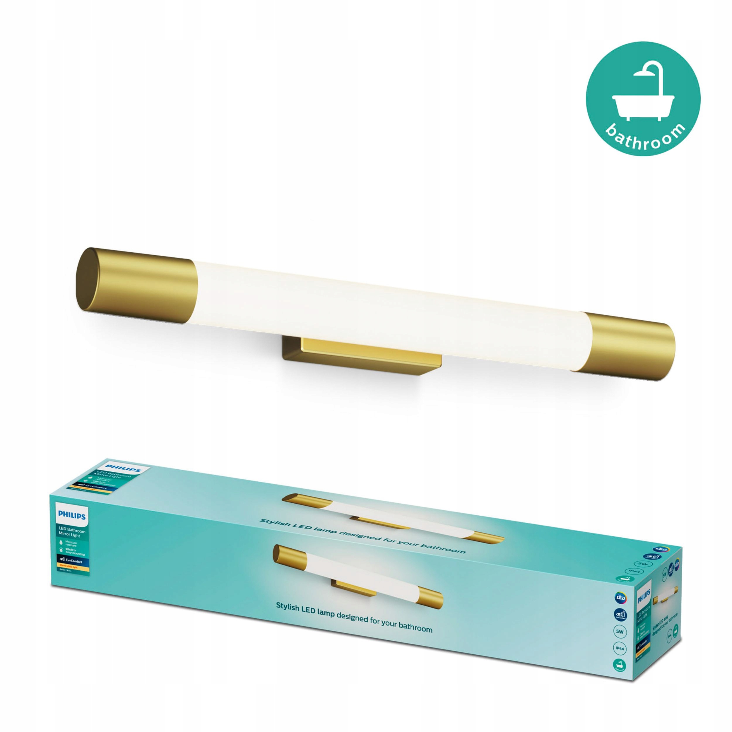 Lampa nad Zrcadlo Led 5W 730lm 2700K 44cm IP44 Měděná Rover Philips