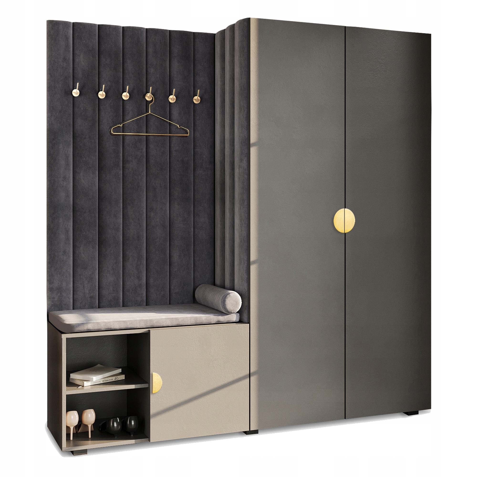 Šatník Předsíň Do Předsíně Se Sedákem Úchytka Zlatá Šedá Aria