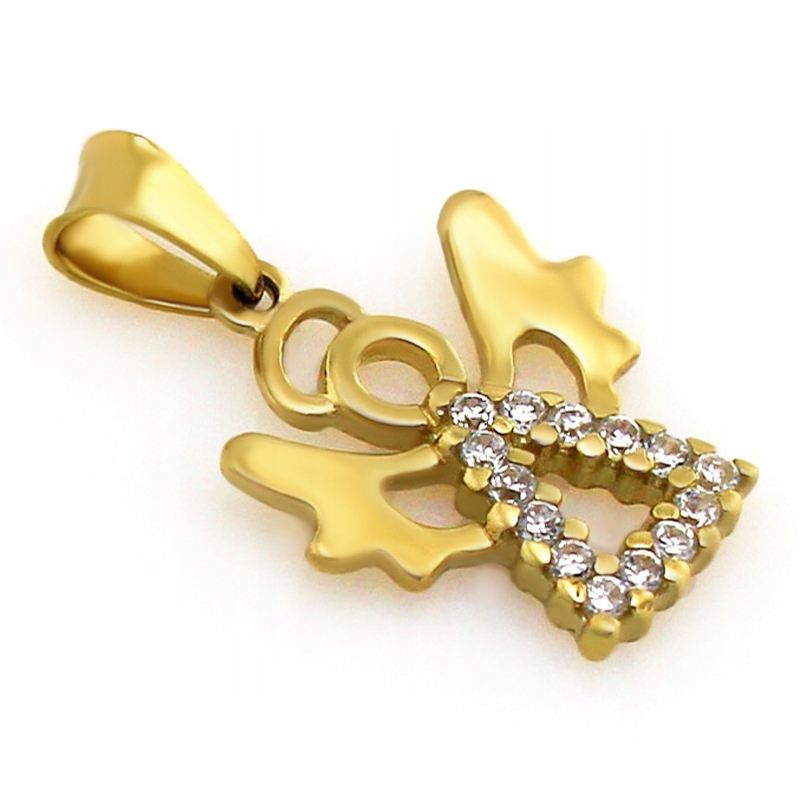 Zlatý Andělský Anděl S Zirkony Svaté Přijímání Křest