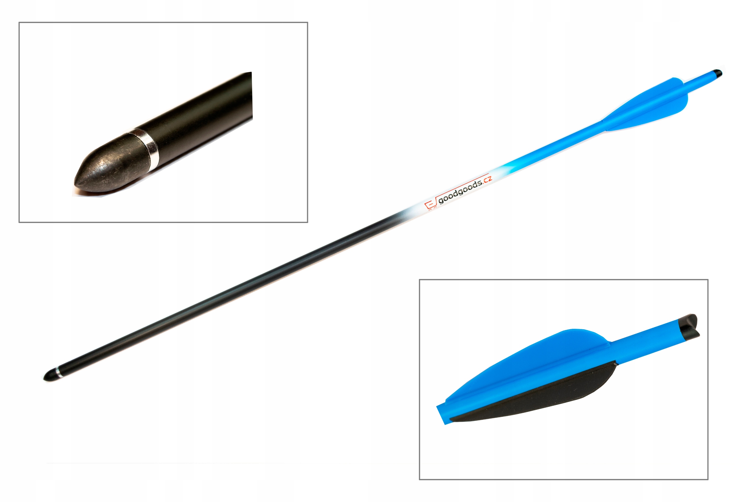 Bełt z karbonu 22" do kuszy z wymiennym grotem 9mm x 55,8cm, niebieski