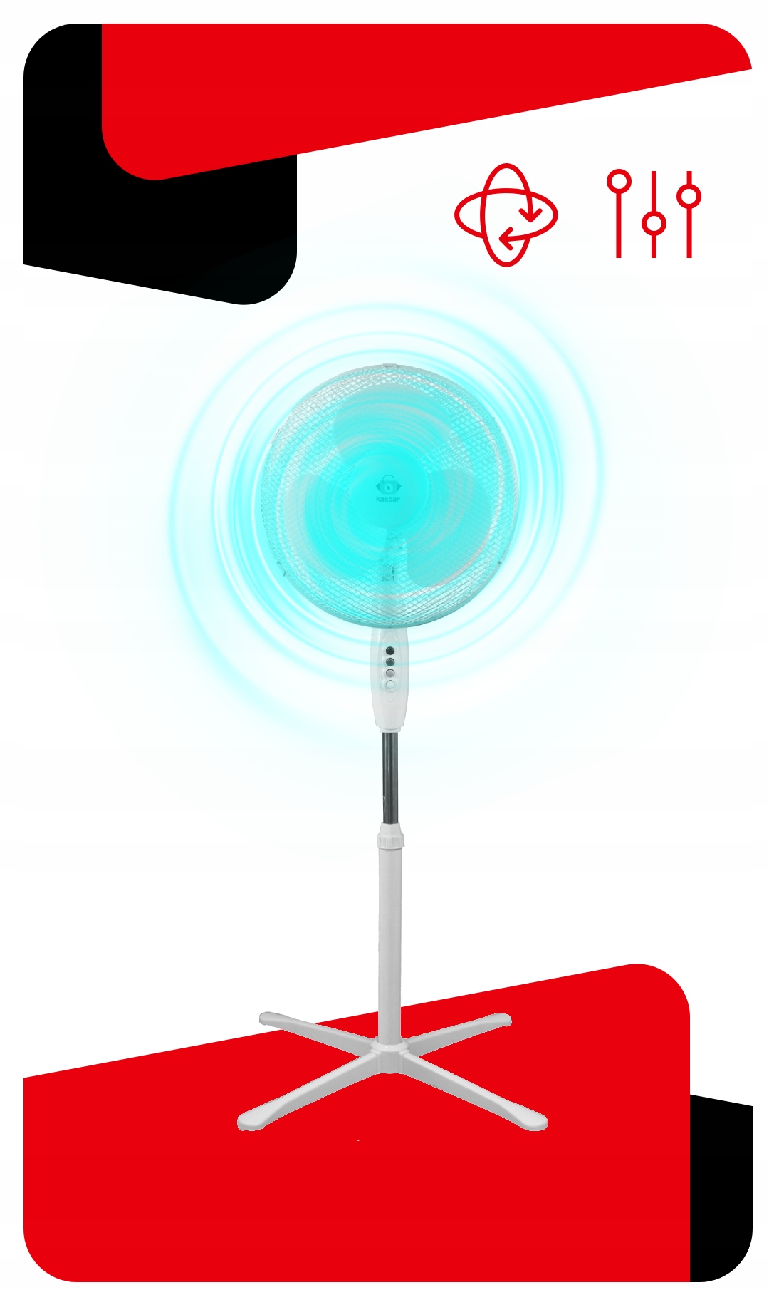 WENTYLATOR PODŁOGOWY STOJĄCY WIATRAK CICHY MOCNY 40W ŚMIGŁO 36cm Model Helikopter