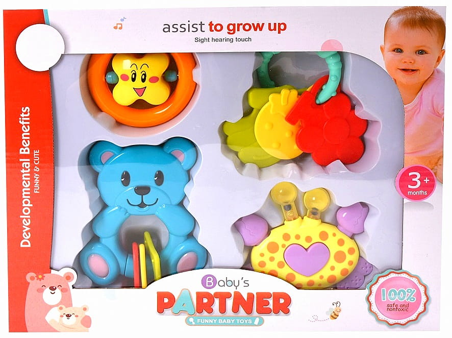 

Grzechotka Gryzak Zestaw Miś Kolorowa Sensoryczna