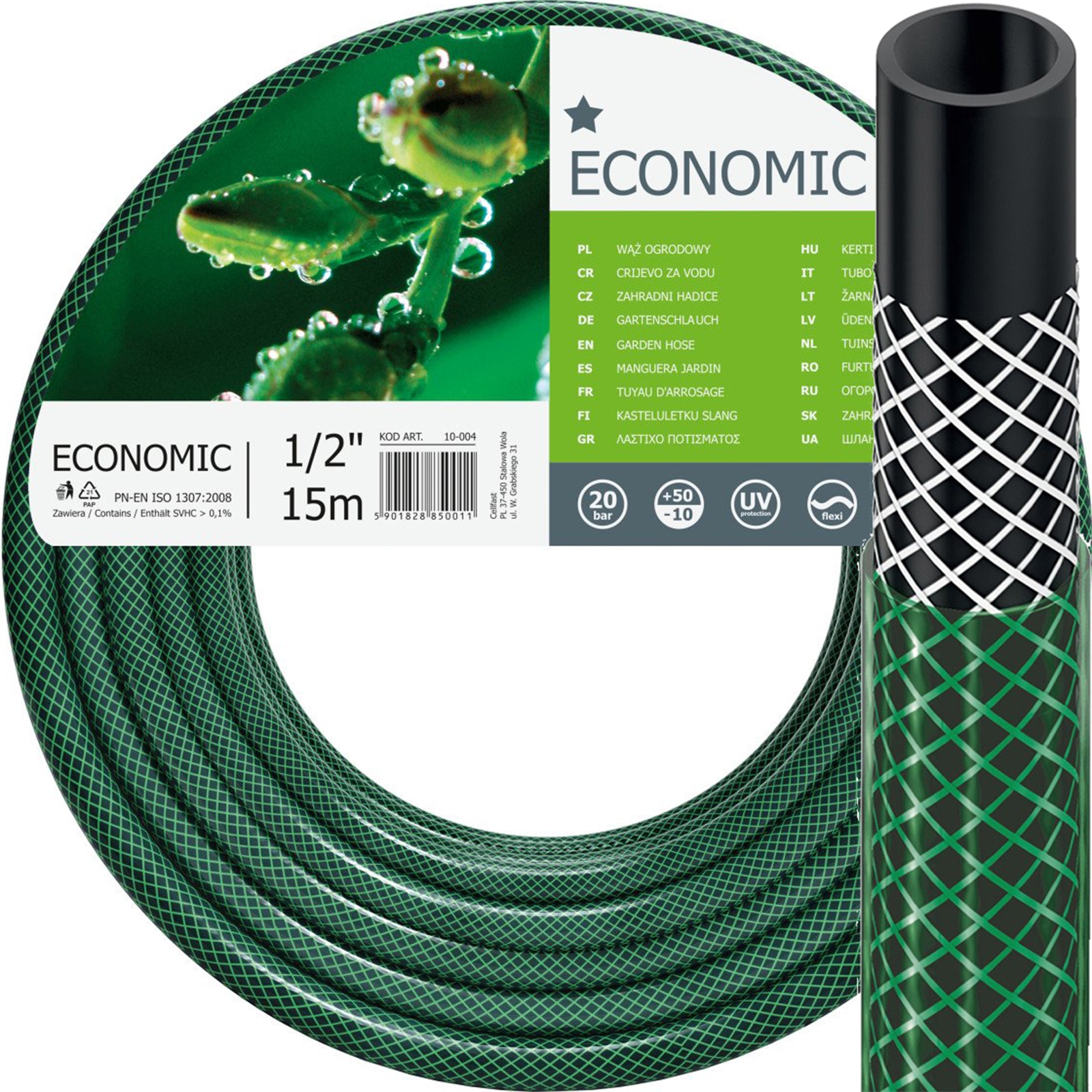 

Wąż Ogrodowy do Wody 1/2" 15m Mocny Zielony