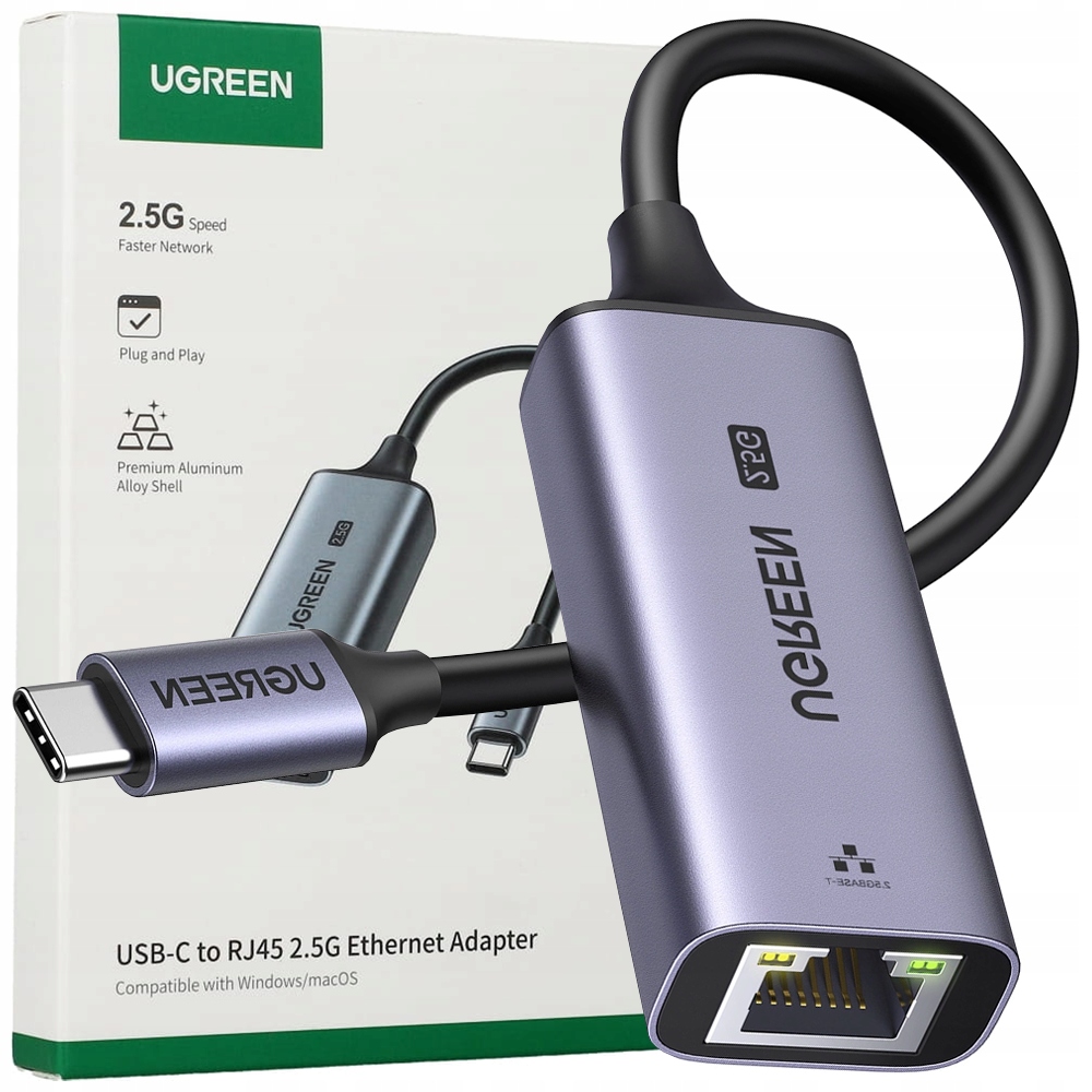 Ethernetový adaptér Ugreen CM648, Usb-c na RJ45, 2.5G (černý)
