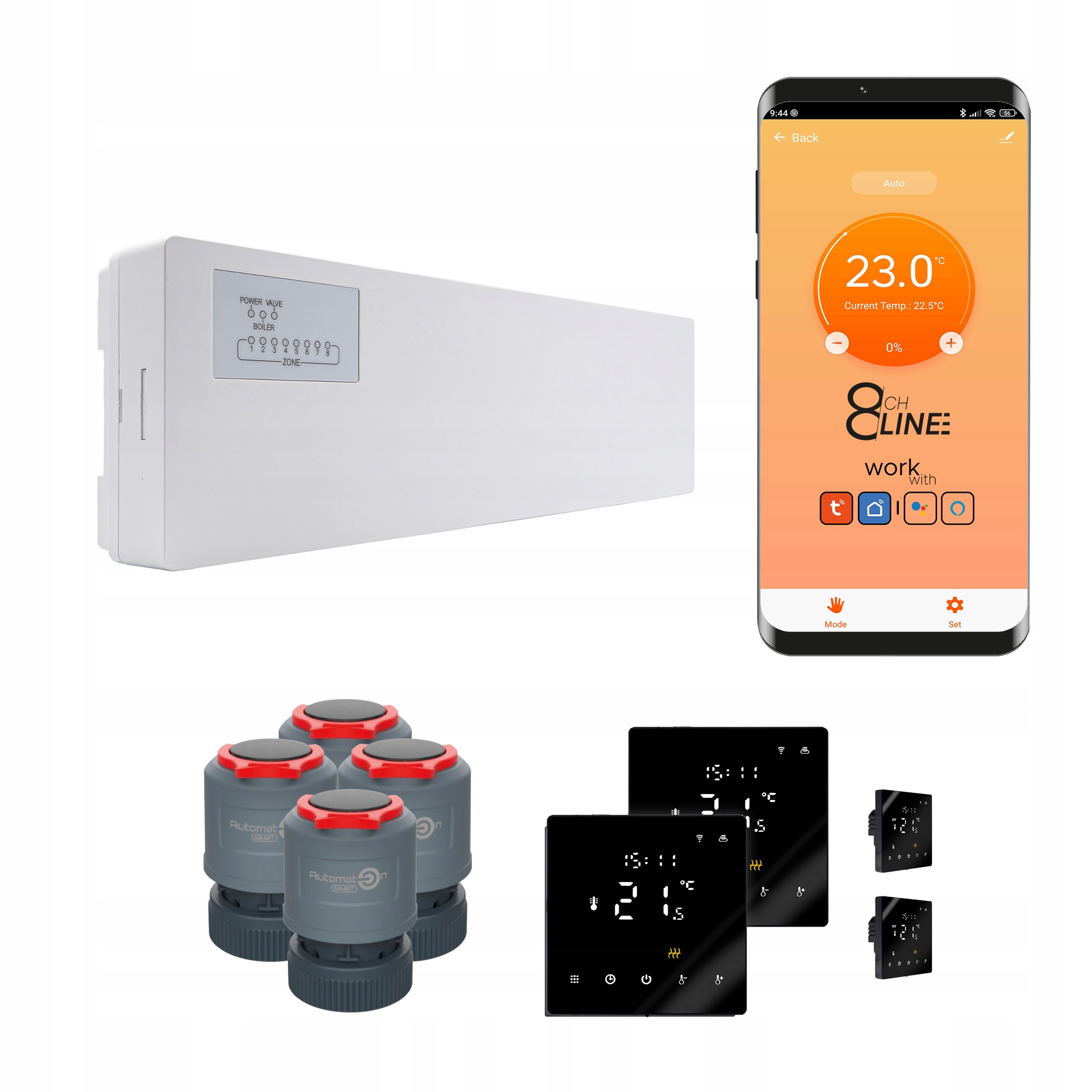 Súprava prívodov na vykurovanie Line 4 izieb termostat PRO3 Zigbee čierna