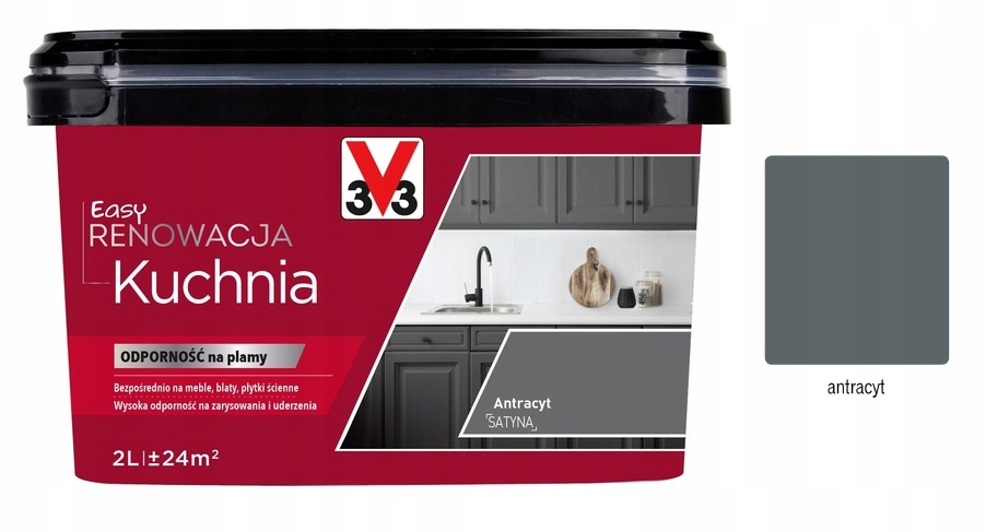 V33 Farba renowacja Kuchnia I Meble 2 L Antracyt satyna