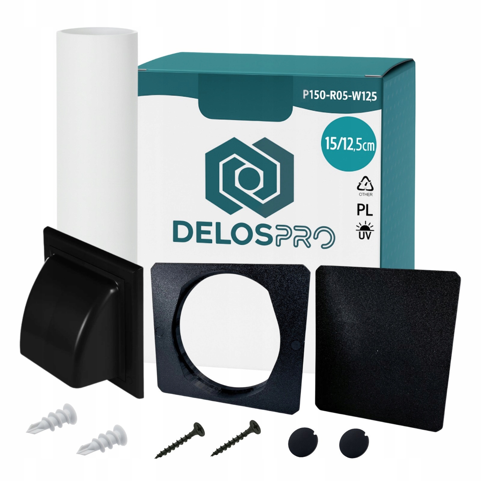 Sada průchodek pro vyvedení trubky klimatizace 15/12,5 krytka Černá