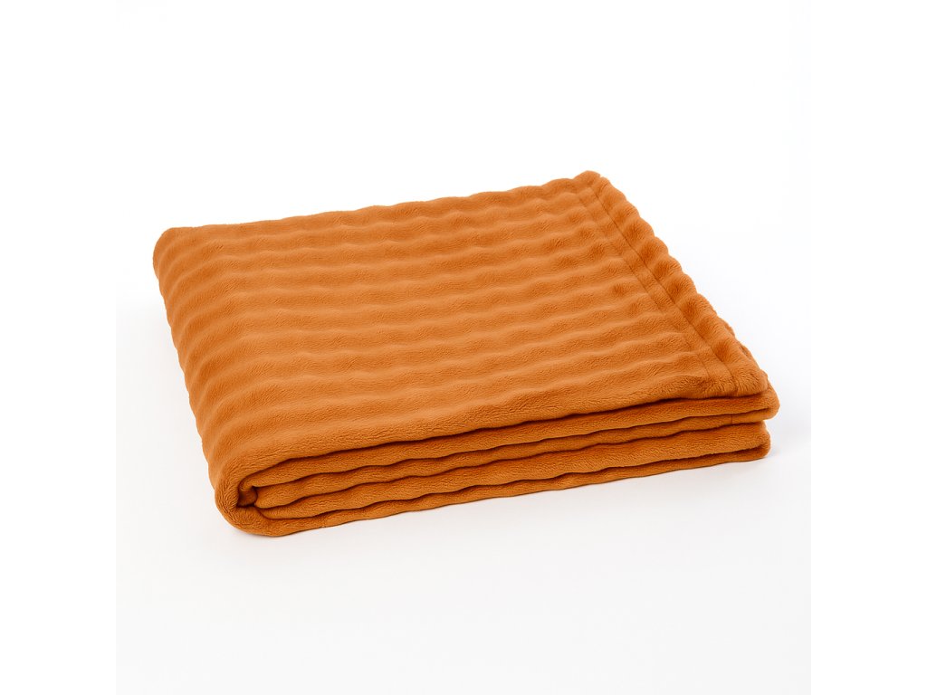 Deka s reliéfním vzorem, 130 x 180 cm, Doucelin, oranžová