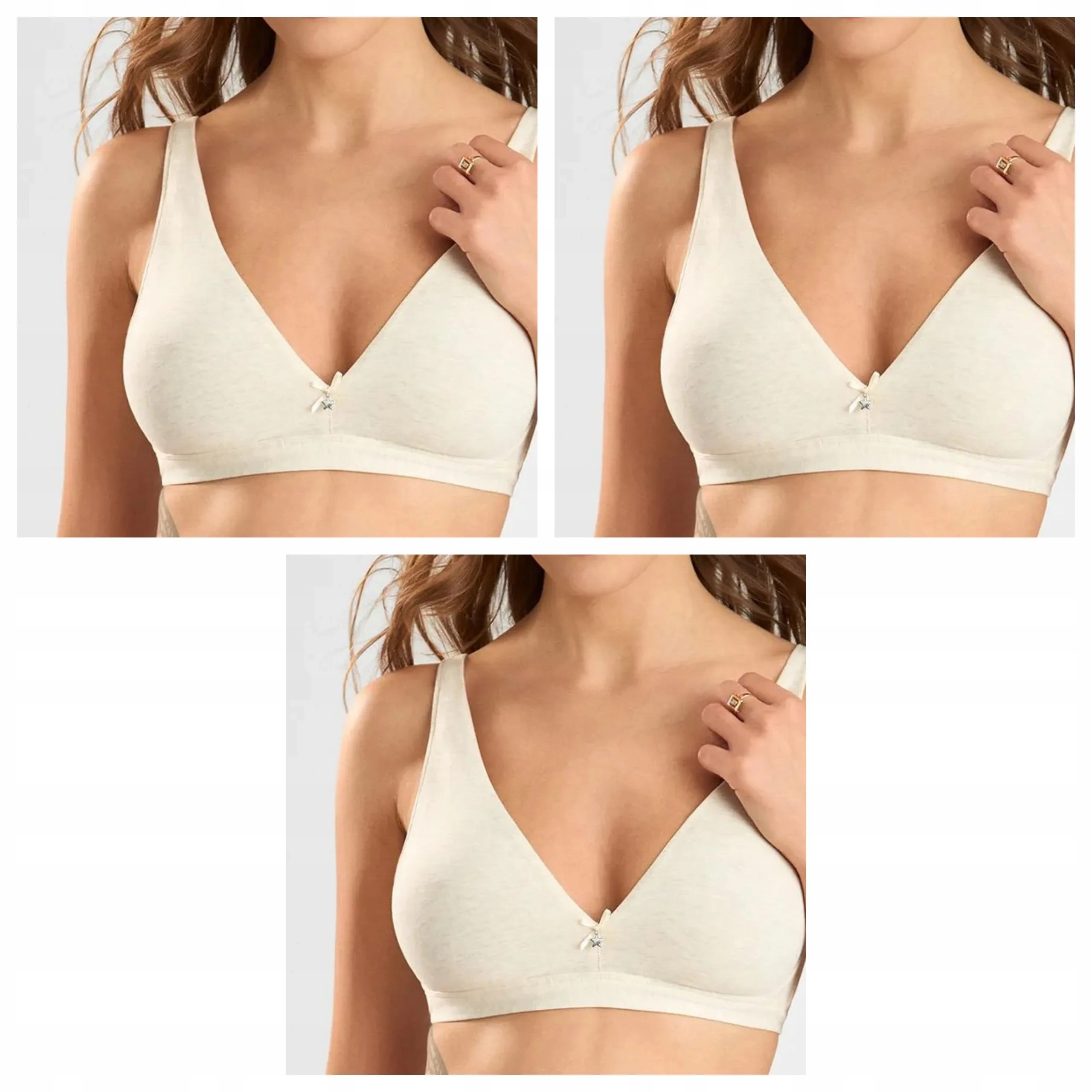 3x měkká bavlněná podprsenka Sielei Natural Cotton 1454 ecru melír 85B