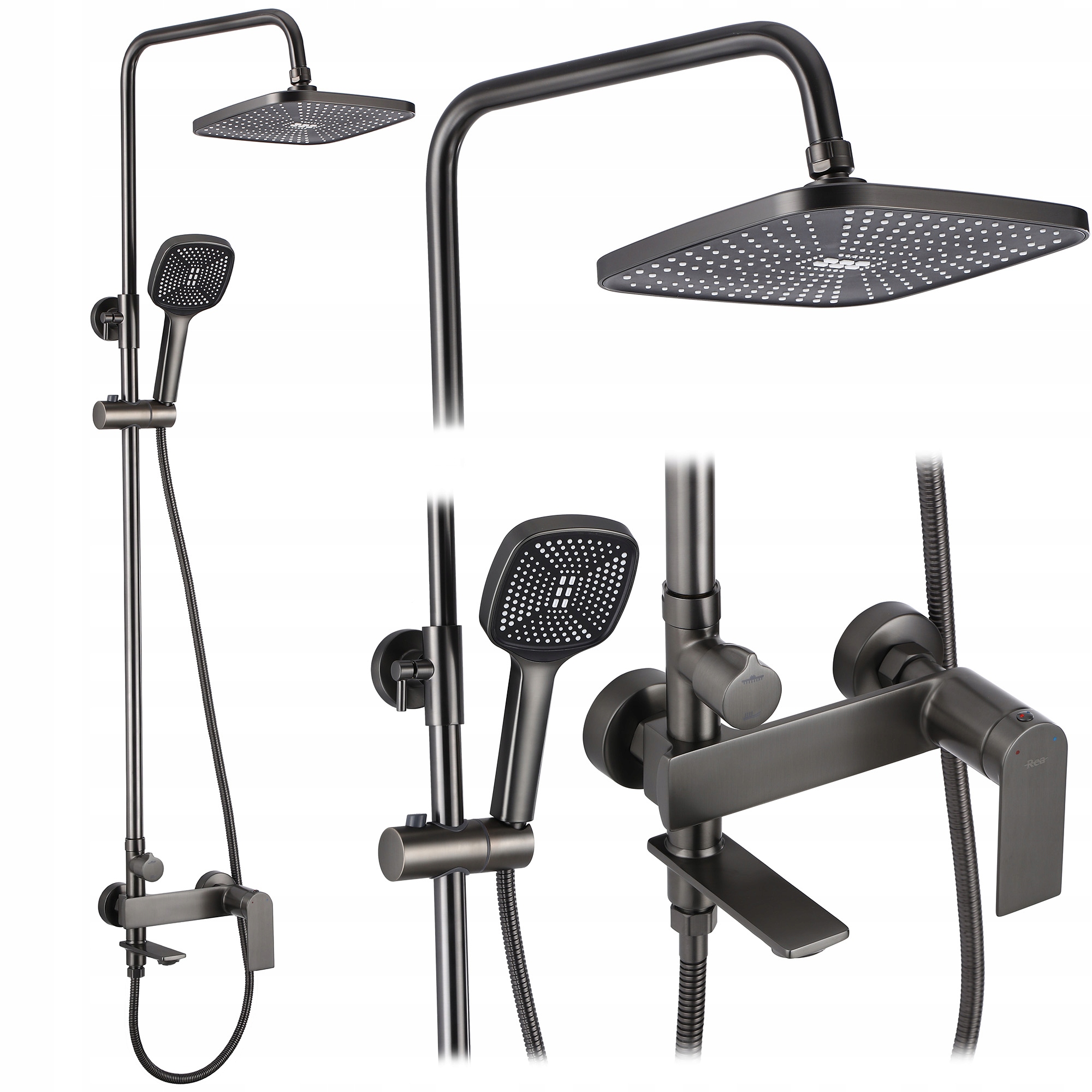 Sprchová Súprava S Dažďovou Sprchou Grafitová Nástenná Rea Storm