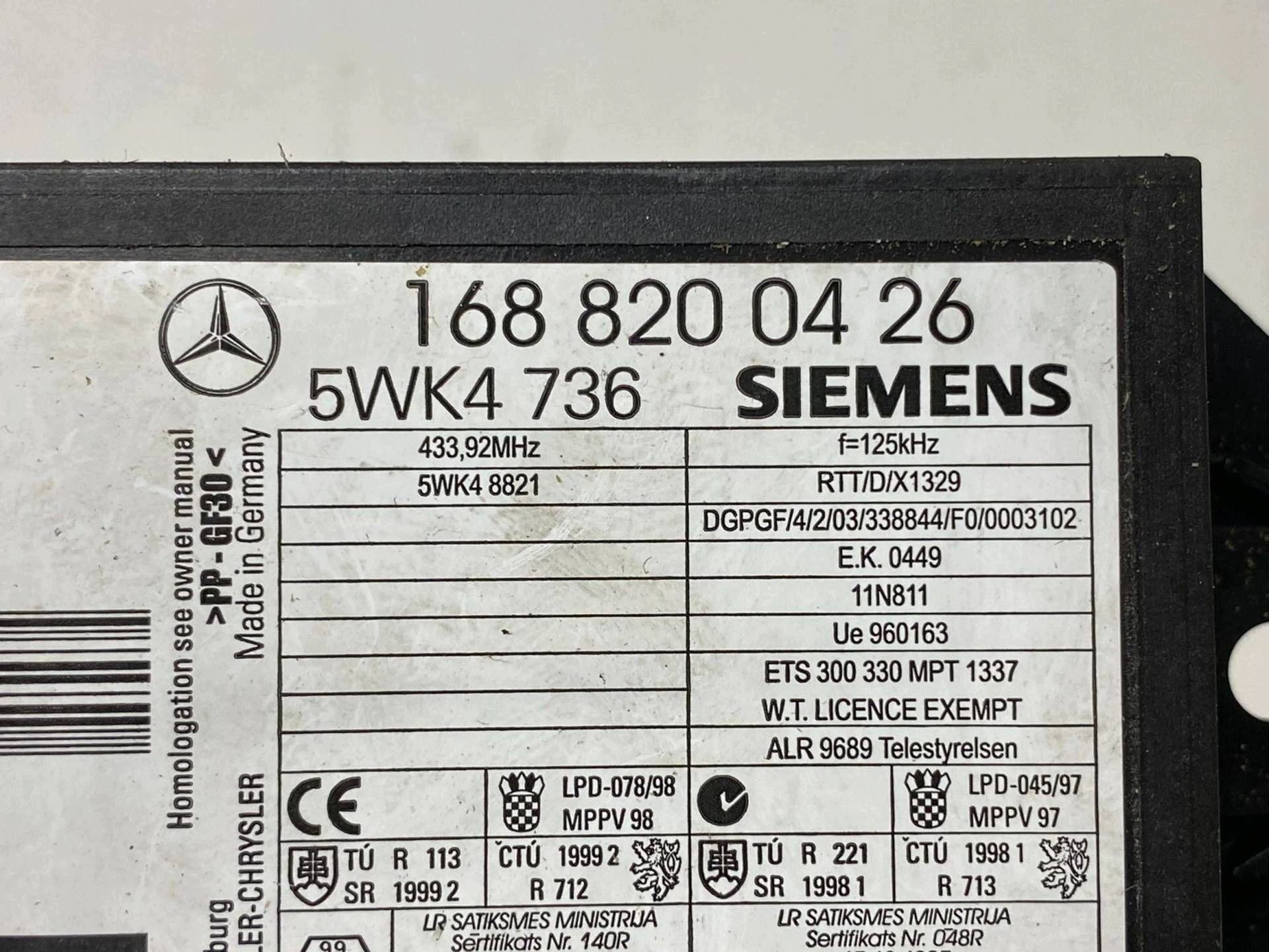 modulo immobilizera Mercedes-Benz A W168 facelift W168 2003 1688200426
