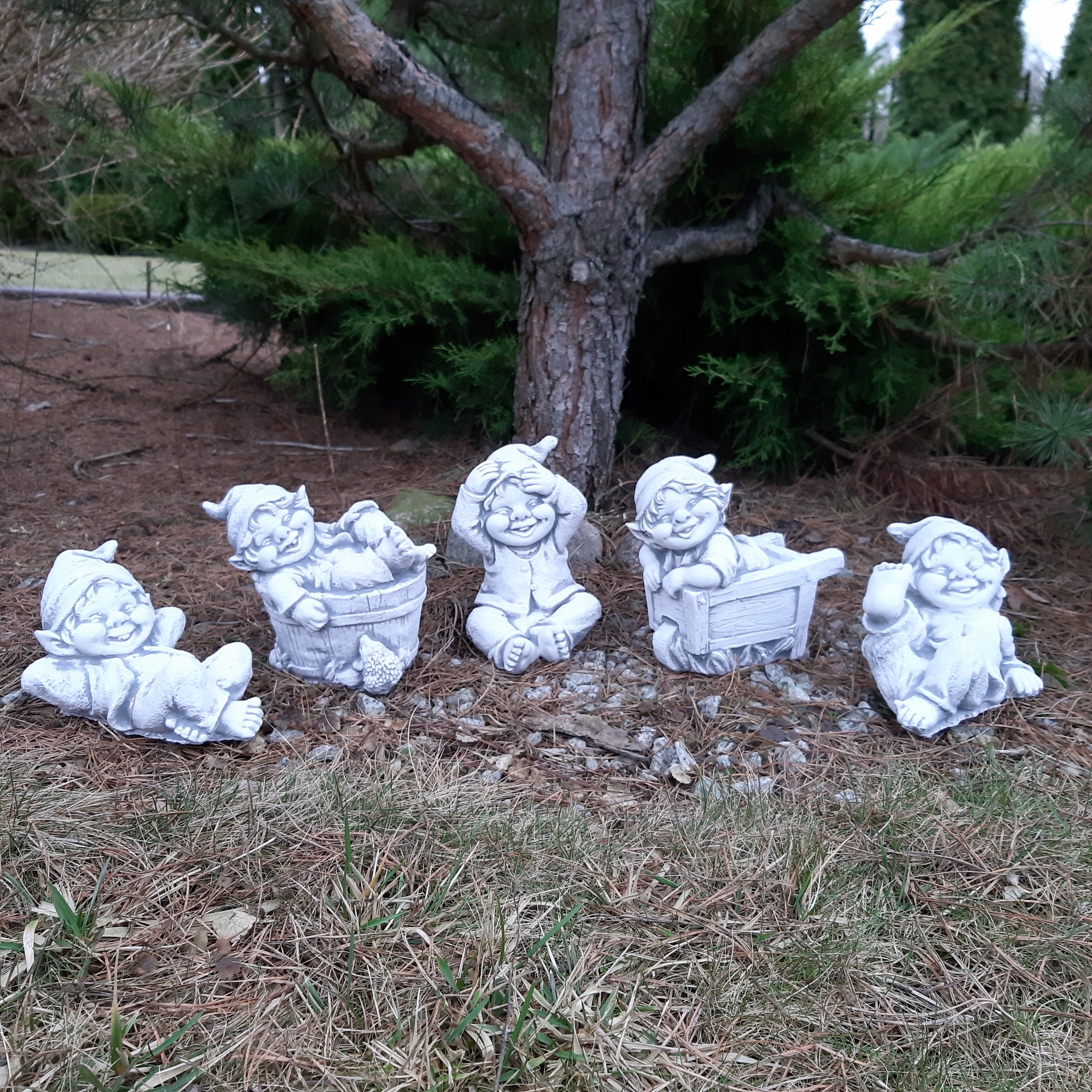 Betónové záhradné figúrky, sada trpaslíkov, škriatkové ozdoby dekorácia