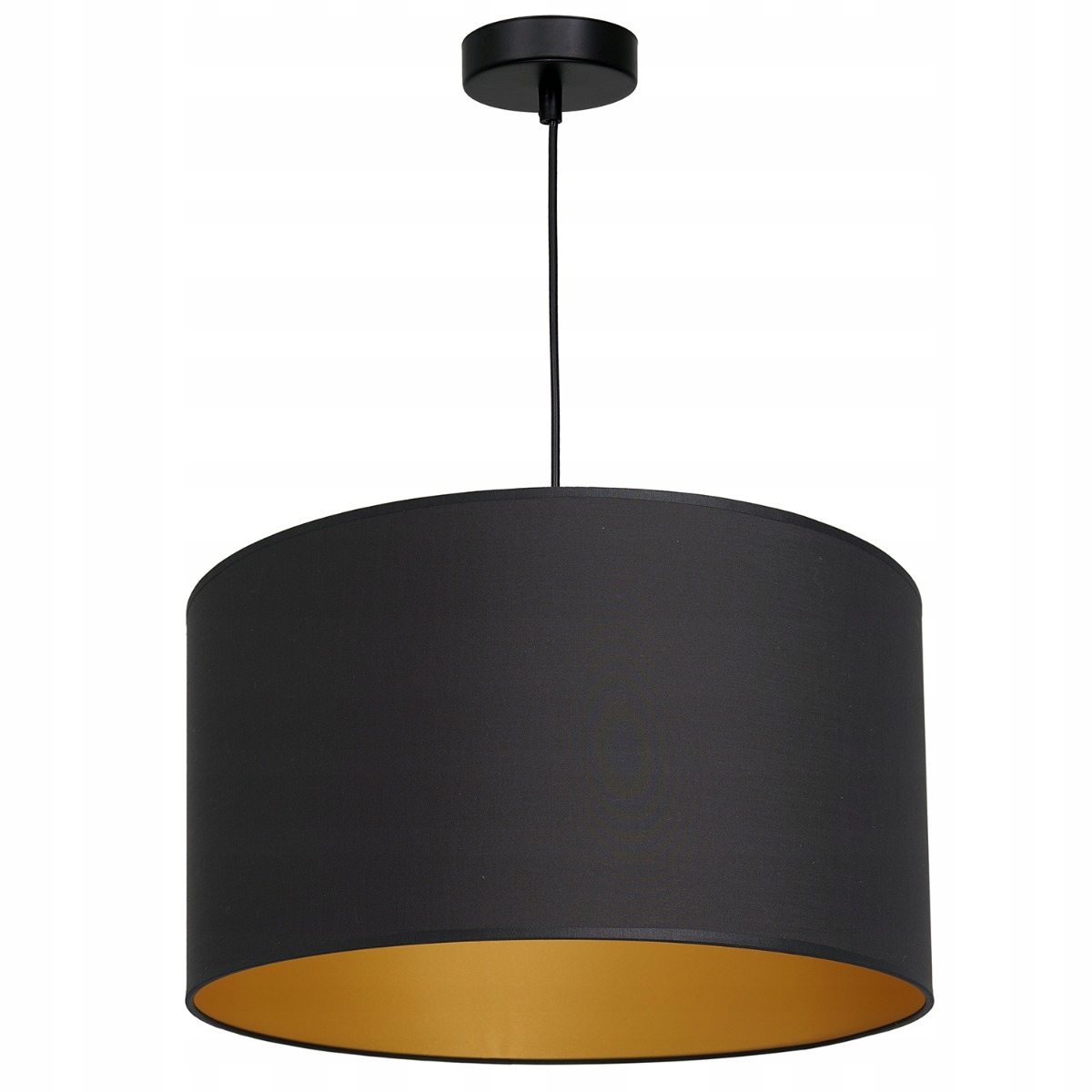 Závesná lampa Luminex Arden čierna Ø40 tkanina zlaté vnútro E27 15W